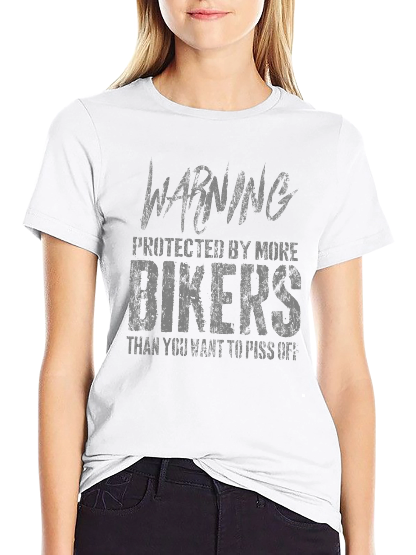 Warning Protected By More Bikers Graphic Tee