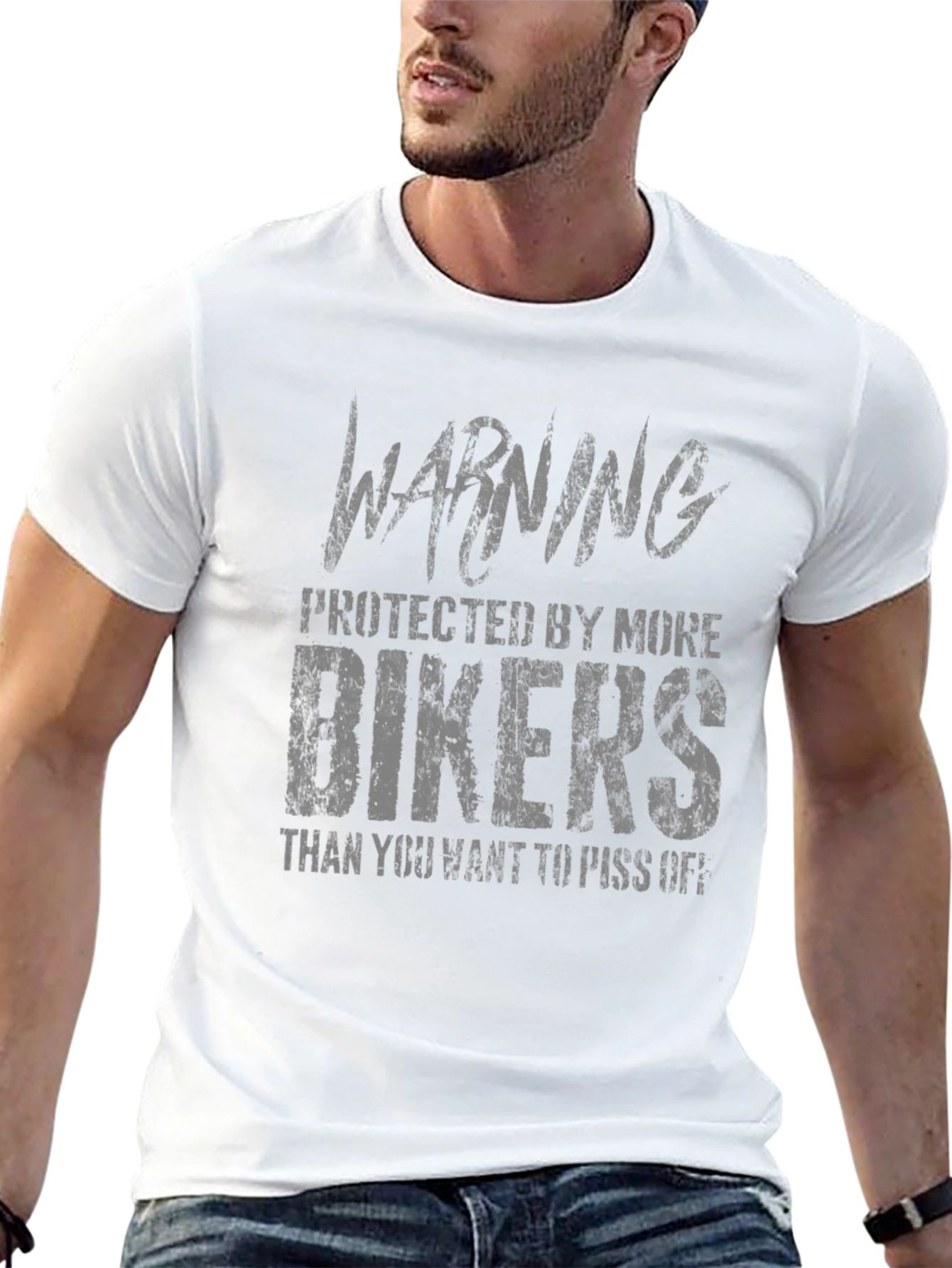 Warning Protected By More Bikers Graphic Tee