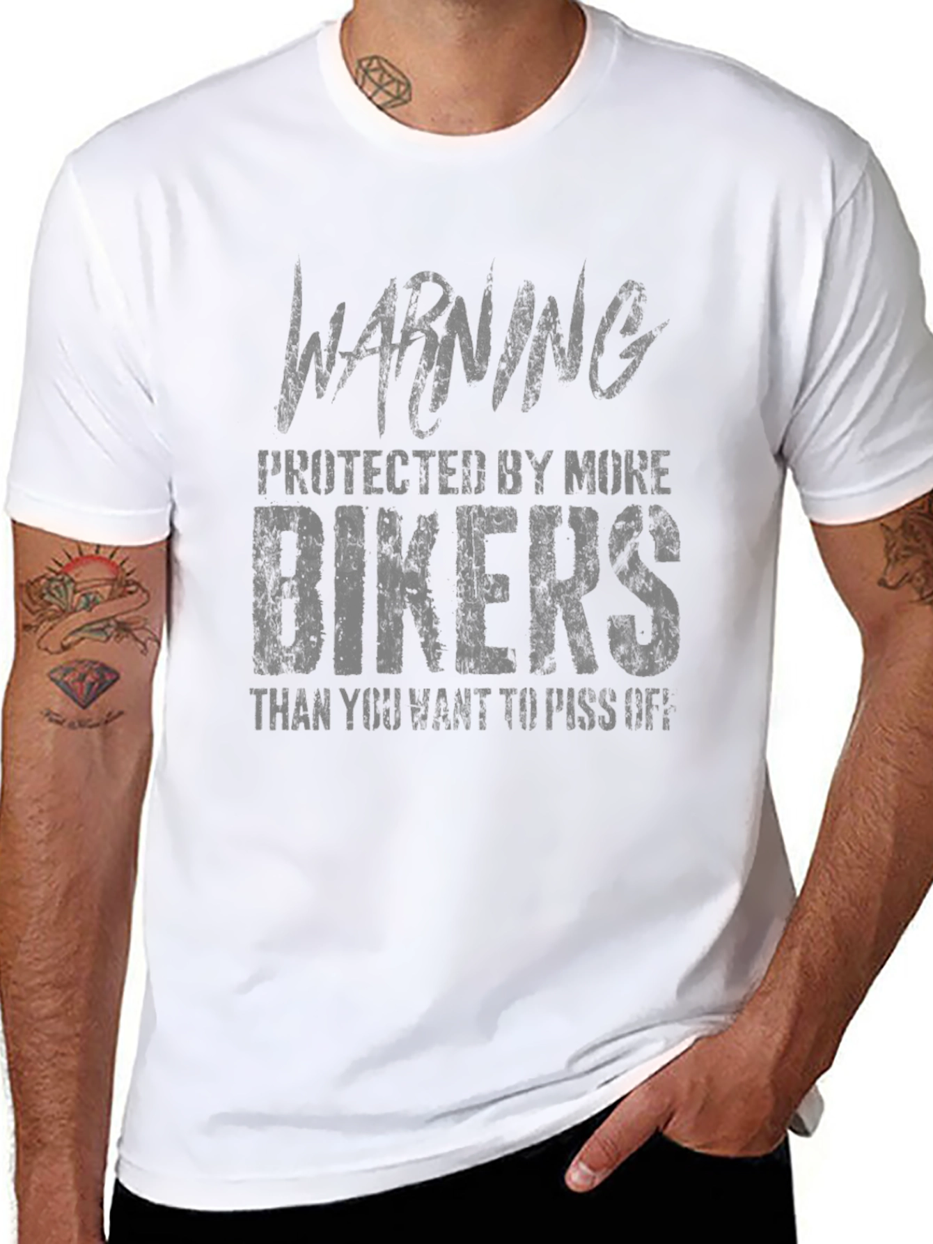 Warning Protected By More Bikers Graphic Tee