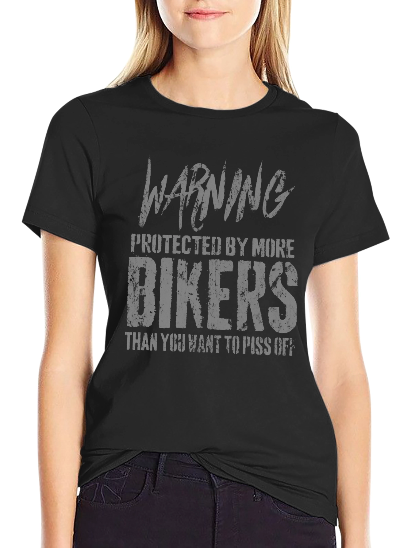 Warning Protected By More Bikers Graphic Tee