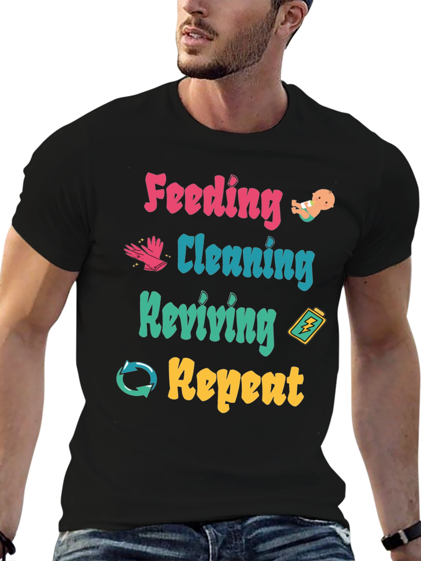 Feeding Cleaning Reviving Repeat Graphic T-Shirt