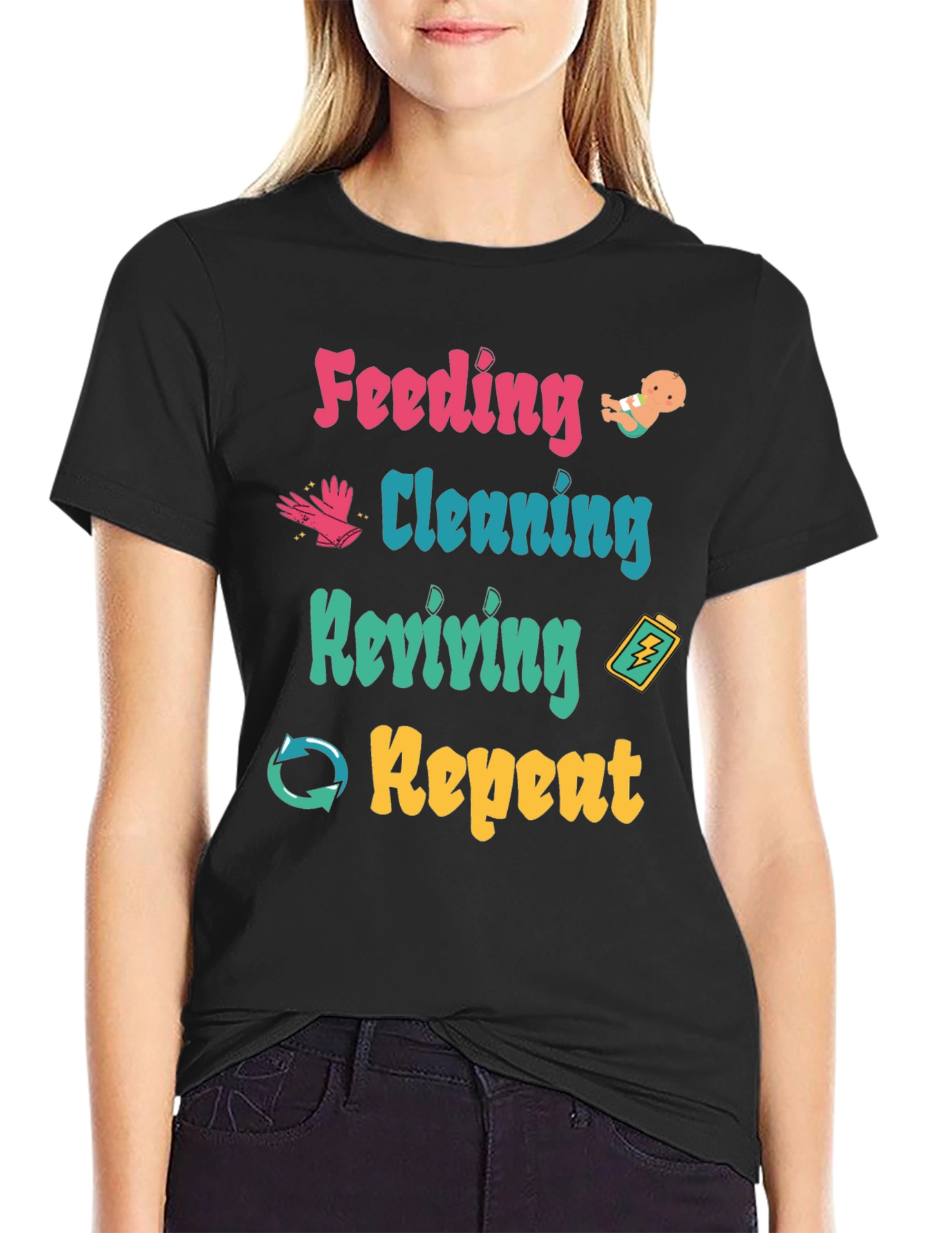 Feeding Cleaning Reviving Repeat Graphic T-Shirt