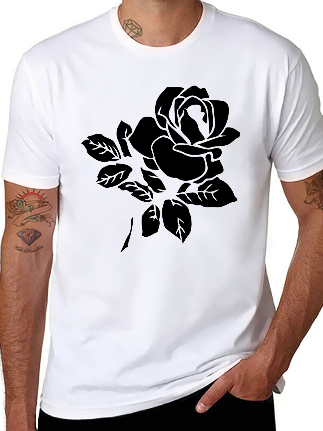 Black Rose Graphic T-Shirt - Stylish Mens Tee