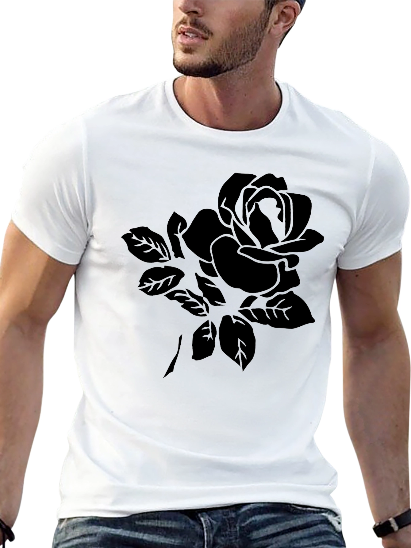 Black Rose Graphic T-Shirt - Stylish Mens Tee