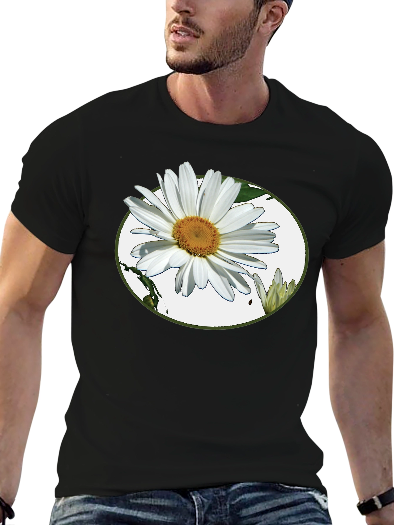 Daisy Graphic Tee - Casual Black T-Shirt