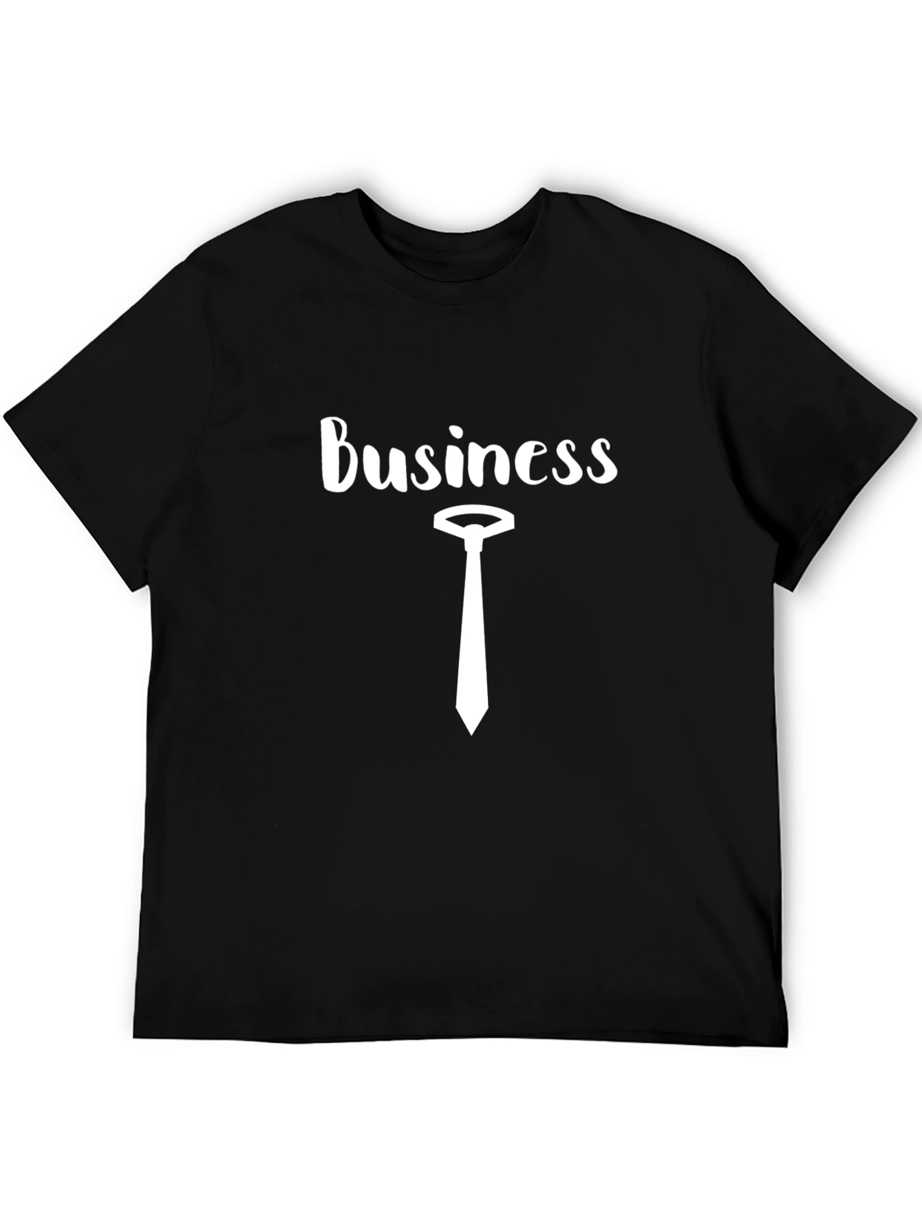 Business T-Shirt with Tie - Black Cotton Tee