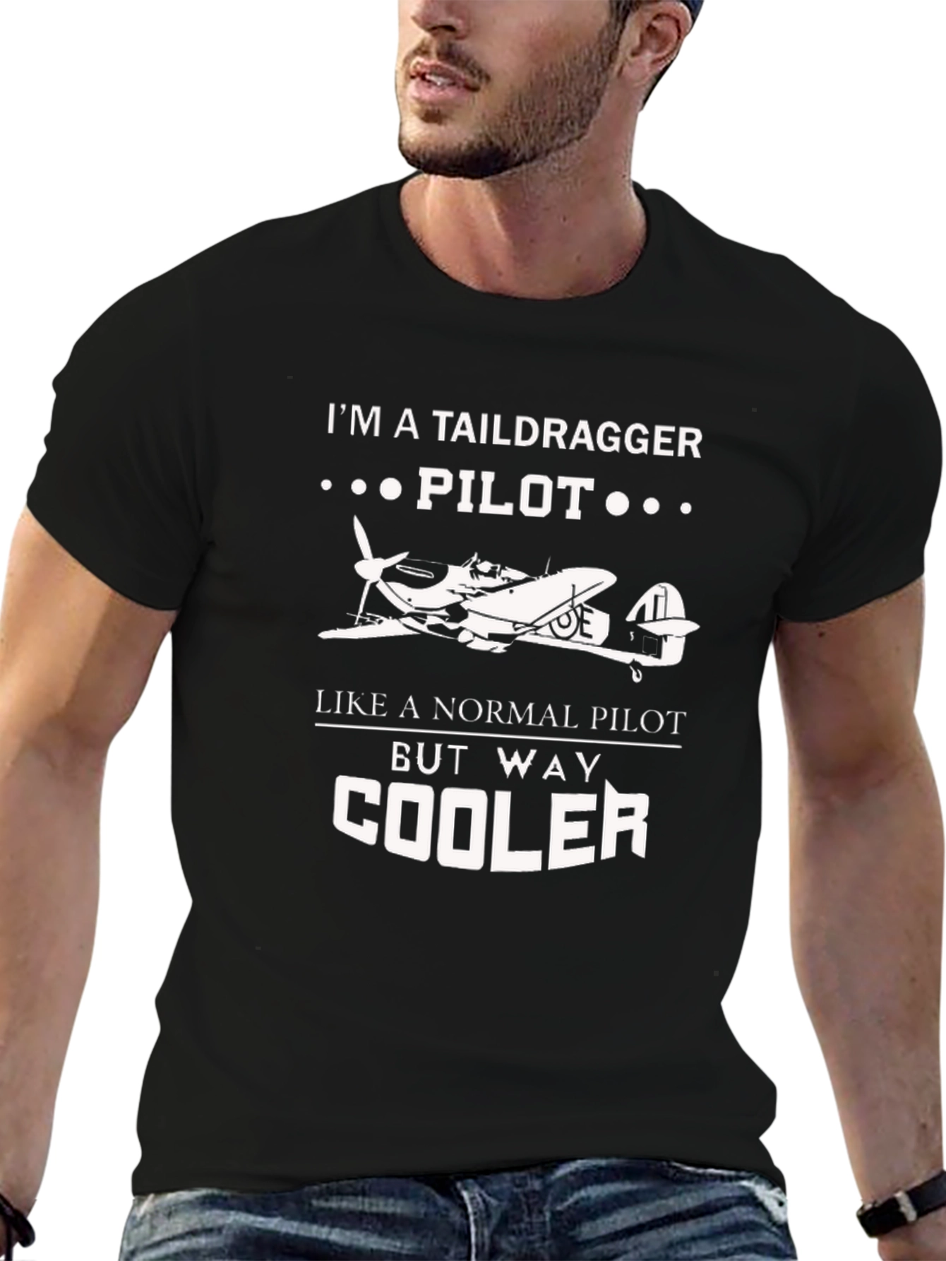 Taildragger Pilot Black T-Shirt - Aviation Gift