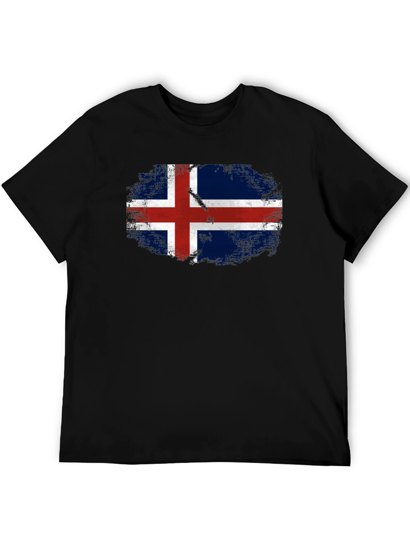 Iceland Flag Grunge Black T-Shirt