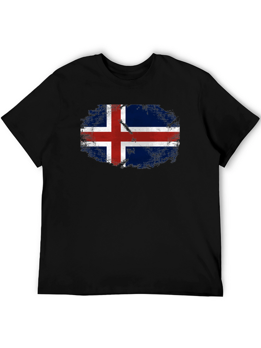Iceland Flag Grunge Black T-Shirt