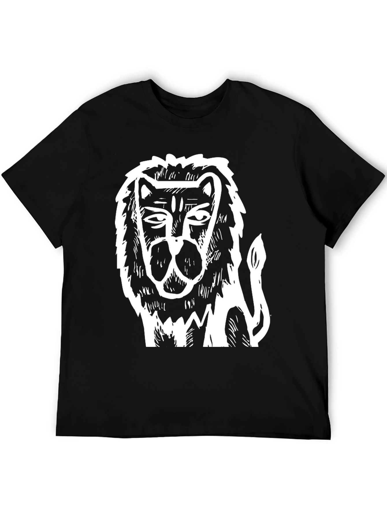 Abstract Lion Graphic Tee - Black Cotton Comfort
