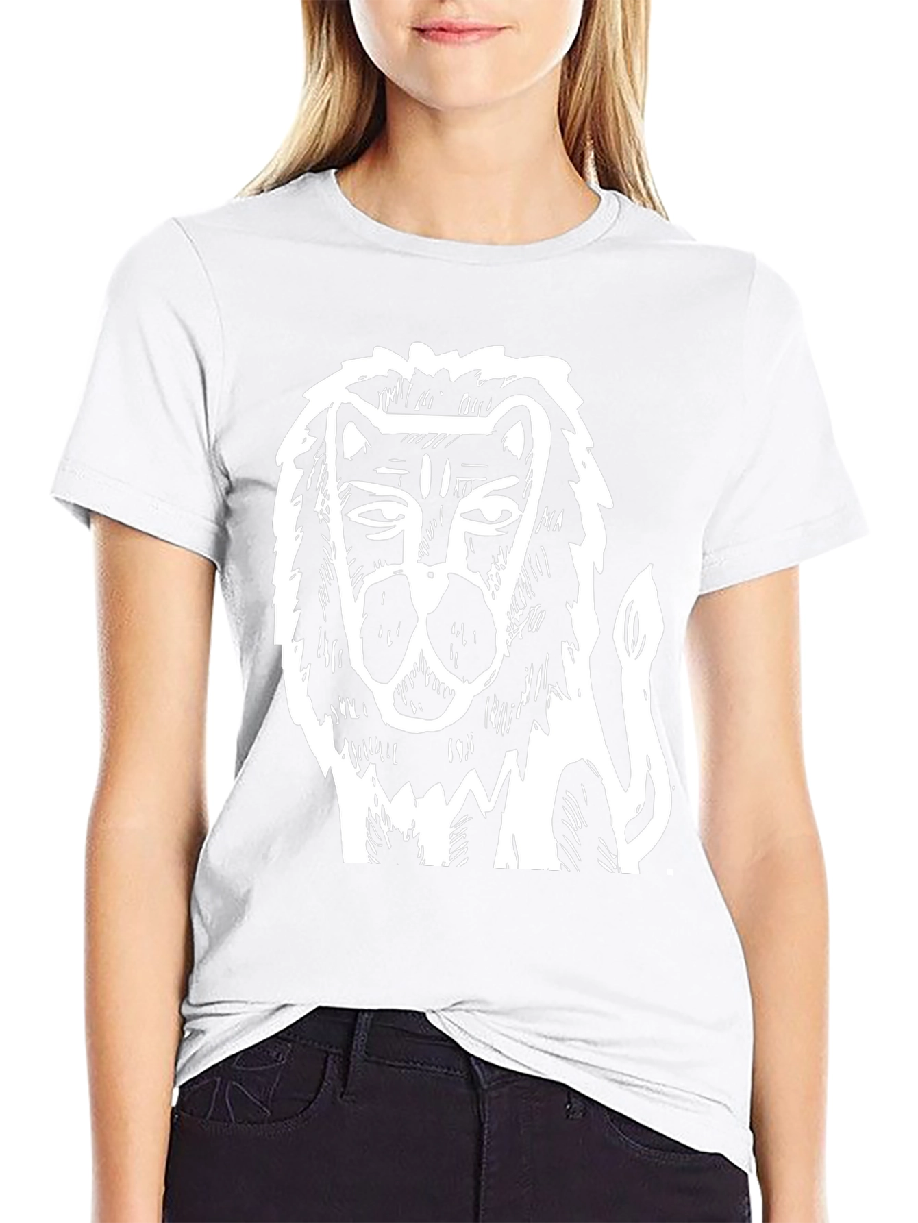 Abstract Lion Graphic Tee - Black Cotton Comfort