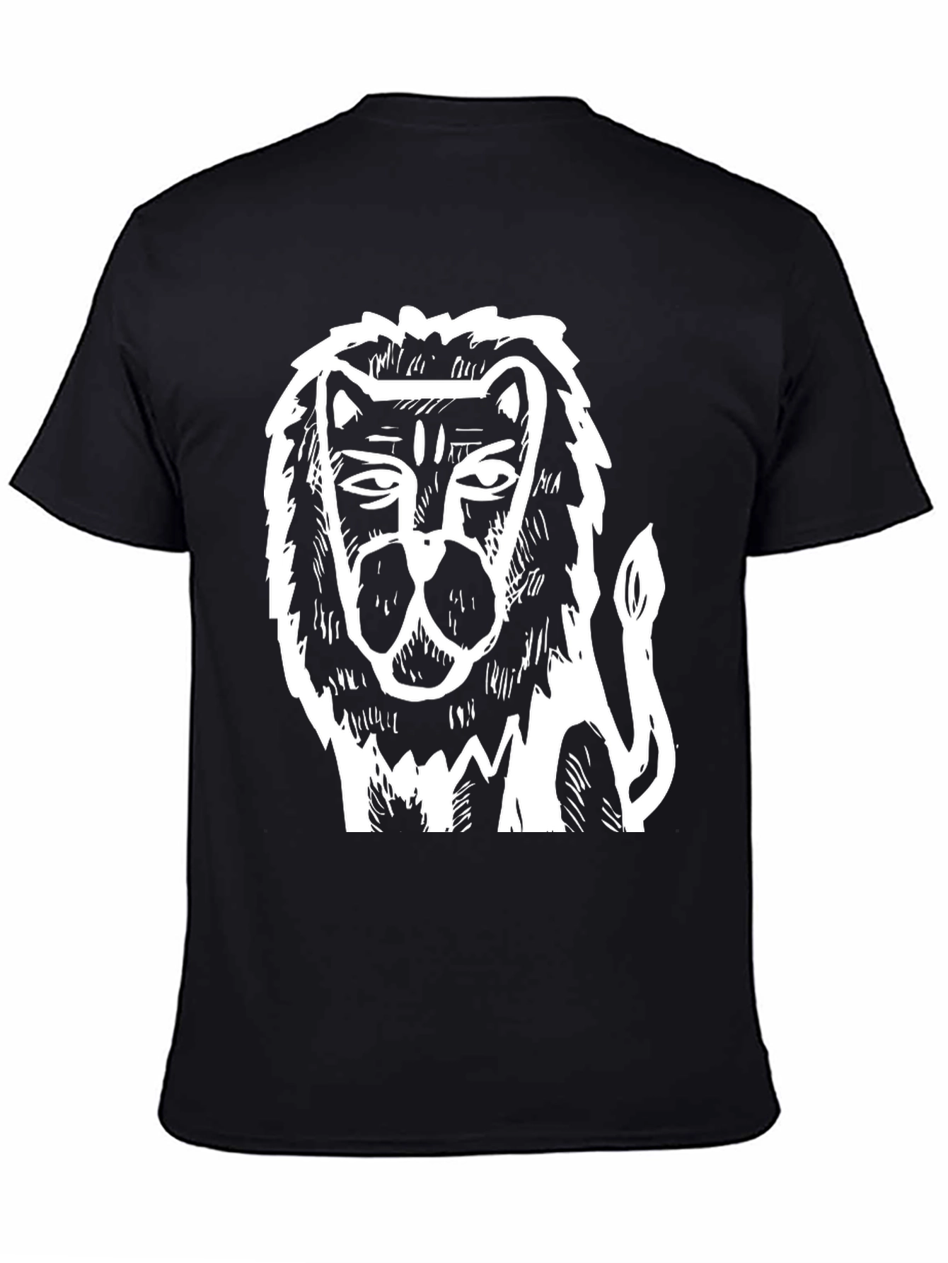 Abstract Lion Graphic Tee - Black Cotton Comfort