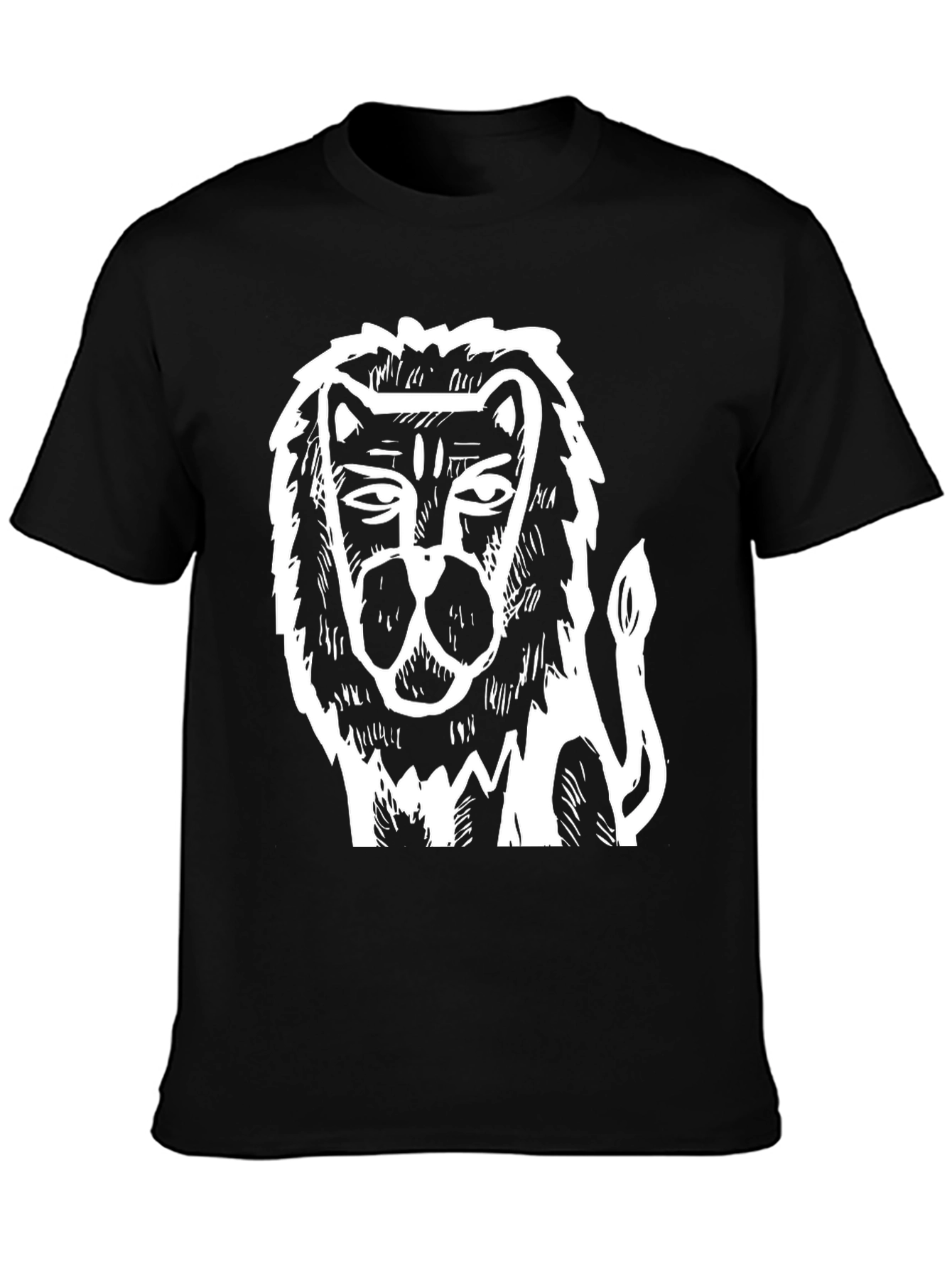 Abstract Lion Graphic Tee - Black Cotton Comfort
