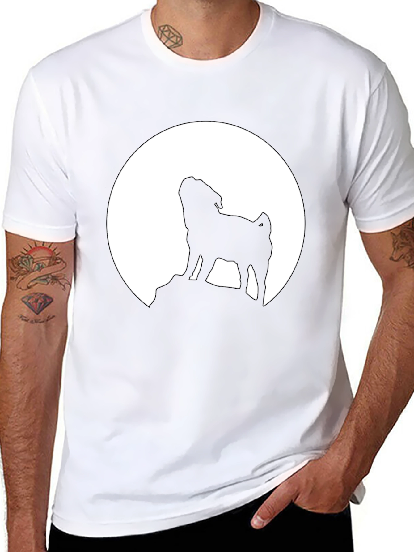 Pug Howling at Moon Graphic Tee
