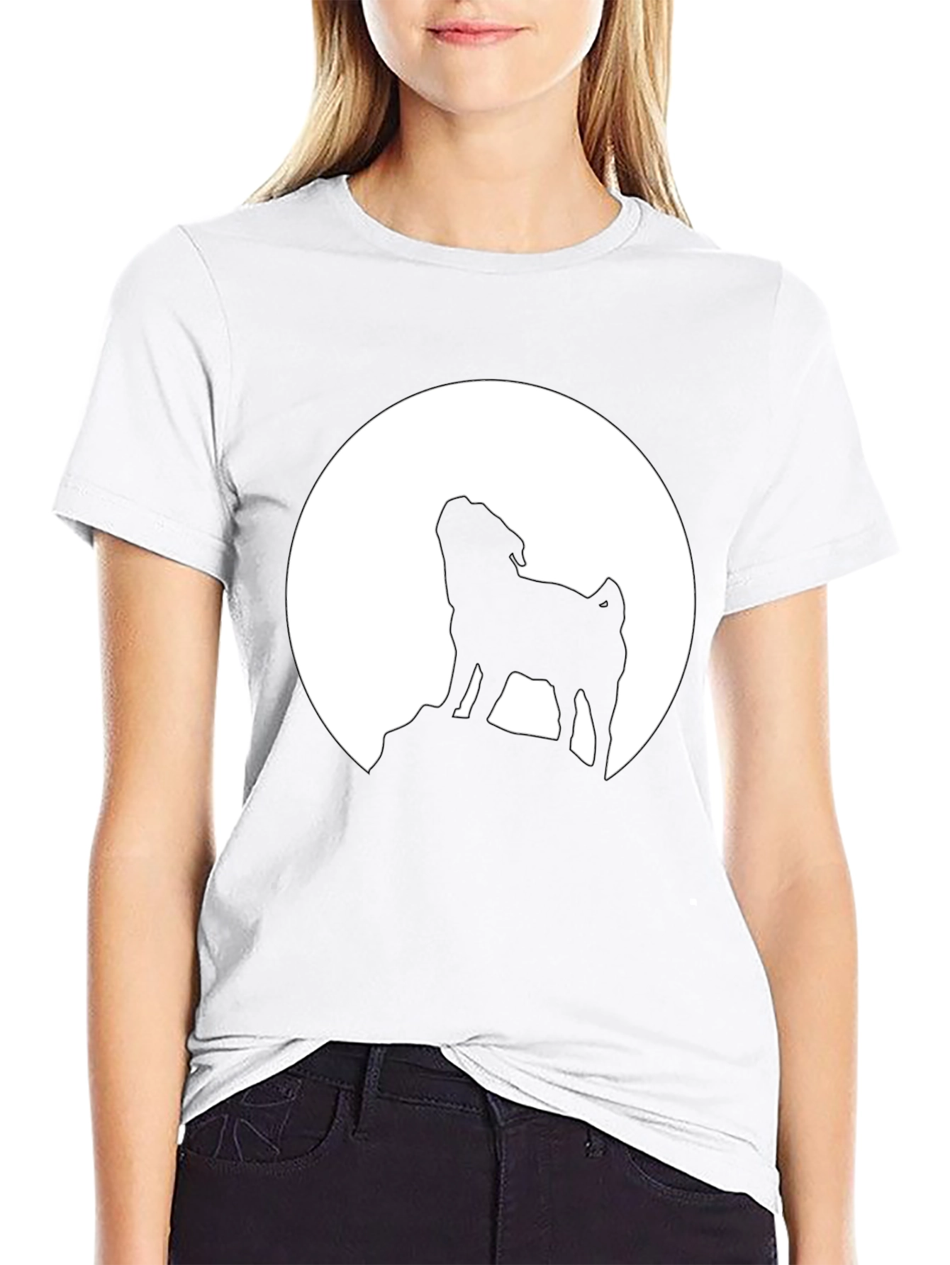 Pug Howling at Moon Graphic Tee