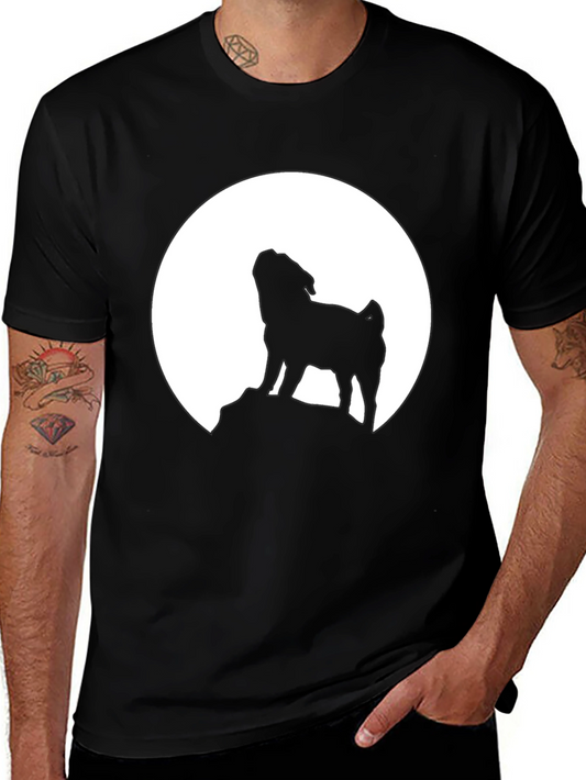 Pug Howling at Moon Graphic Tee
