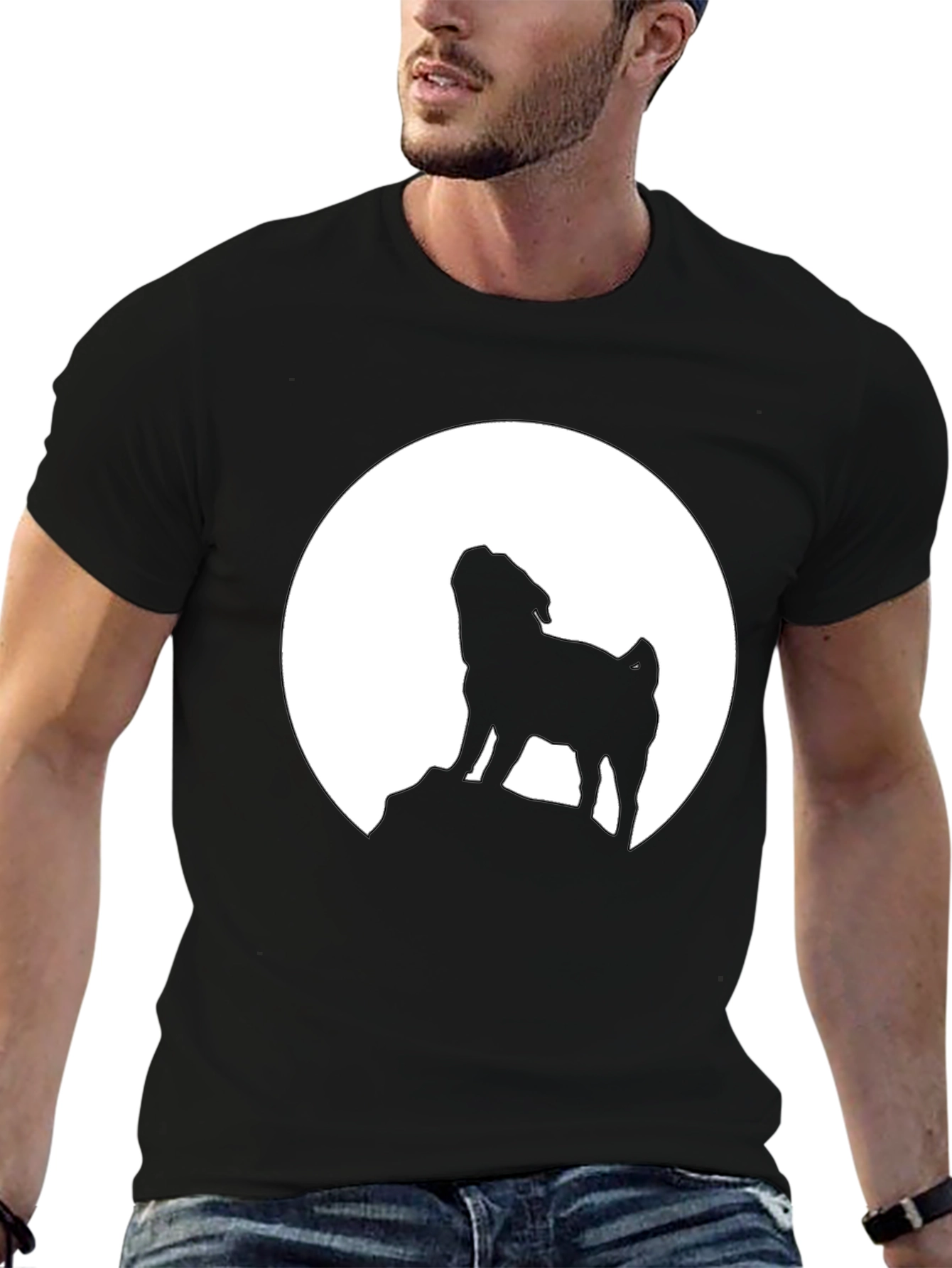 Pug Howling at Moon Graphic Tee