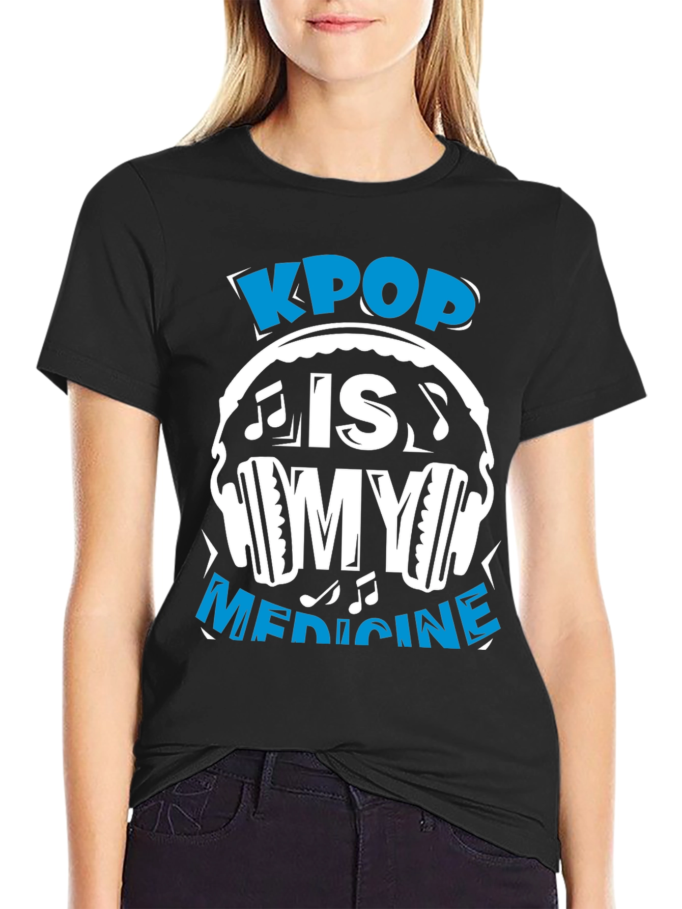 Kpop Is My Medicine Black Graphic Tee