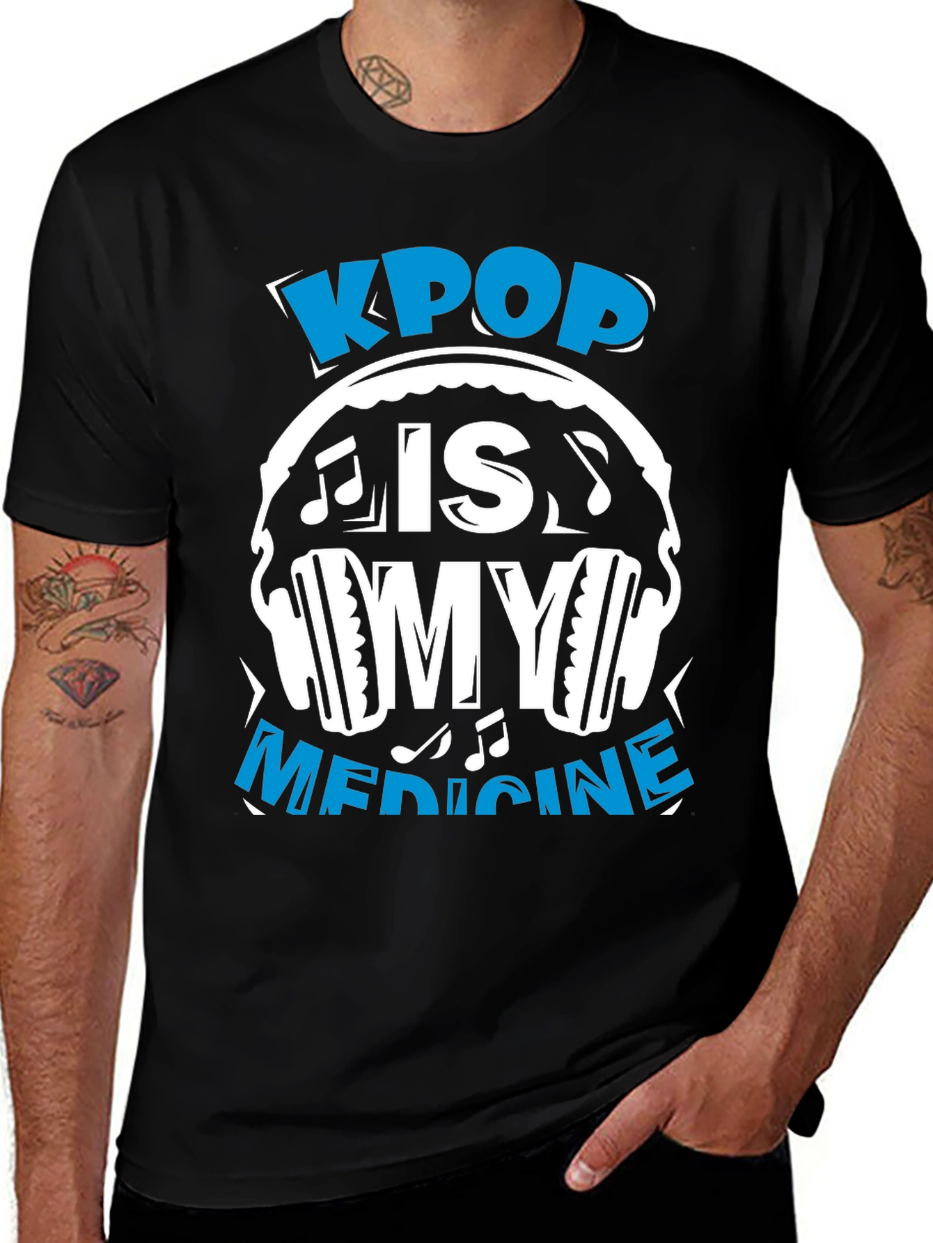 Kpop Is My Medicine Black Graphic Tee