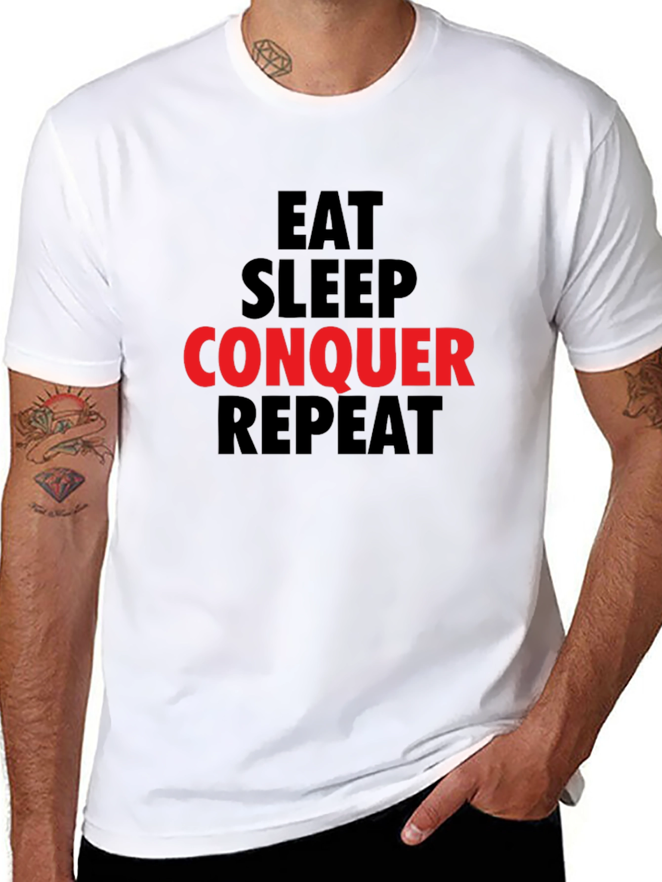 Eat Sleep Conquer Repeat Graphic Tee