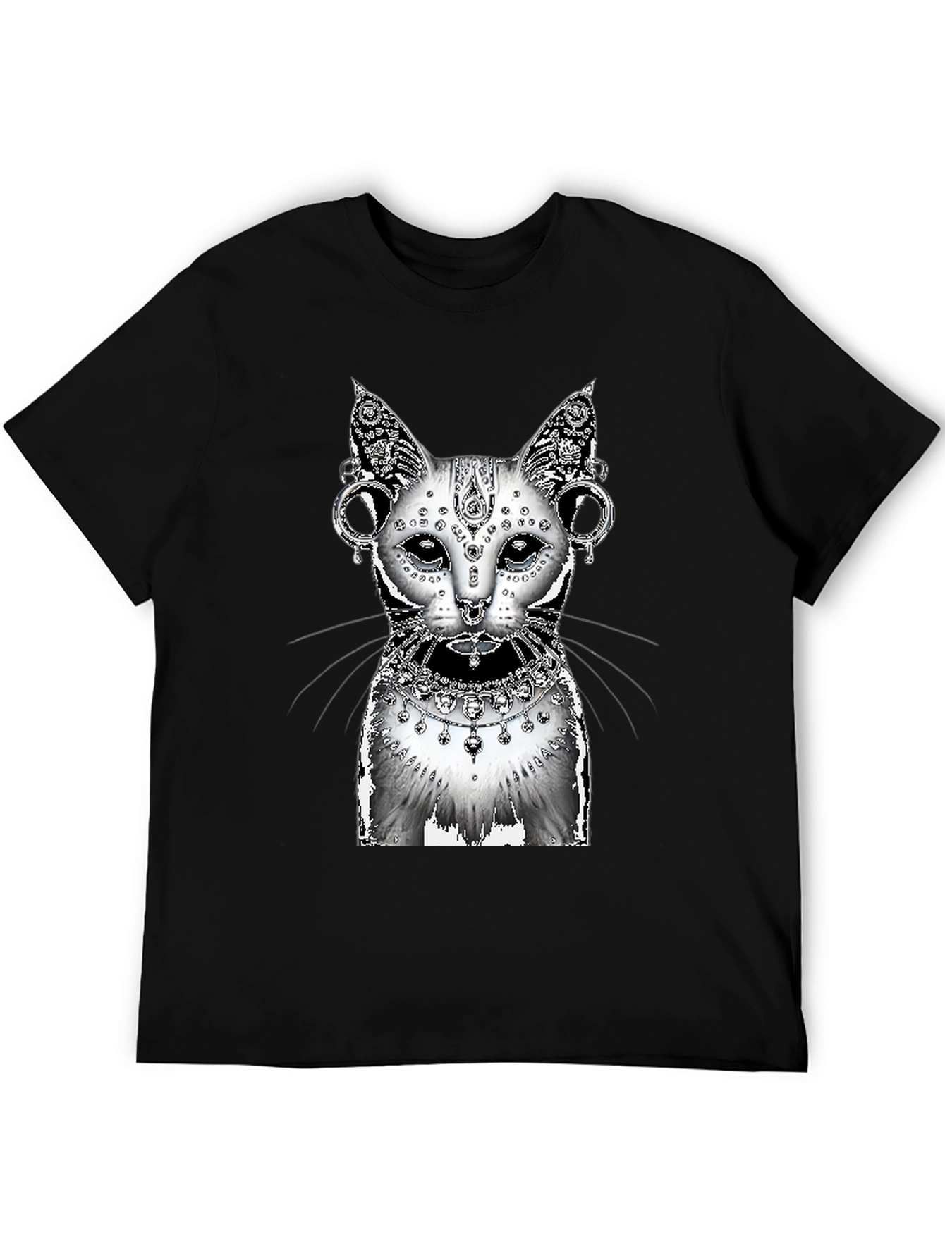 Mystical Cat Graphic Tee - Black
