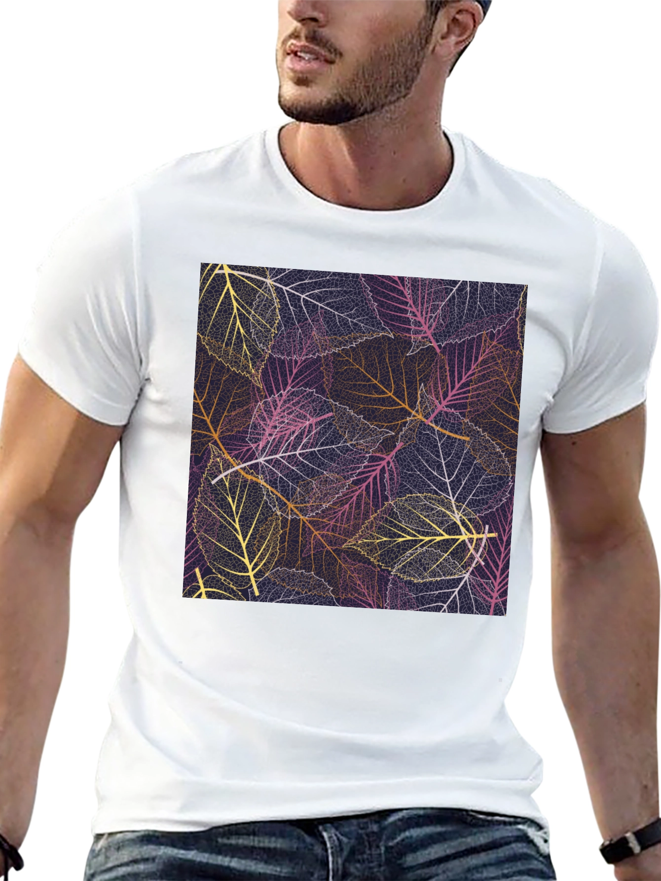 Leaf Pattern Graphic Tee