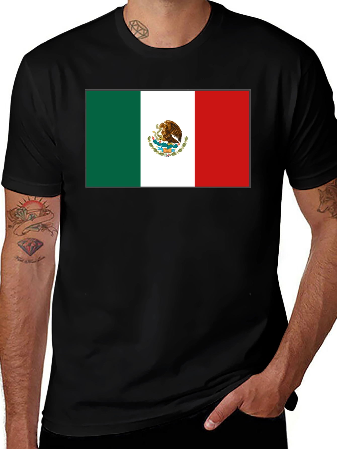 Mexico Flag T-Shirt - Black Graphic Tee
