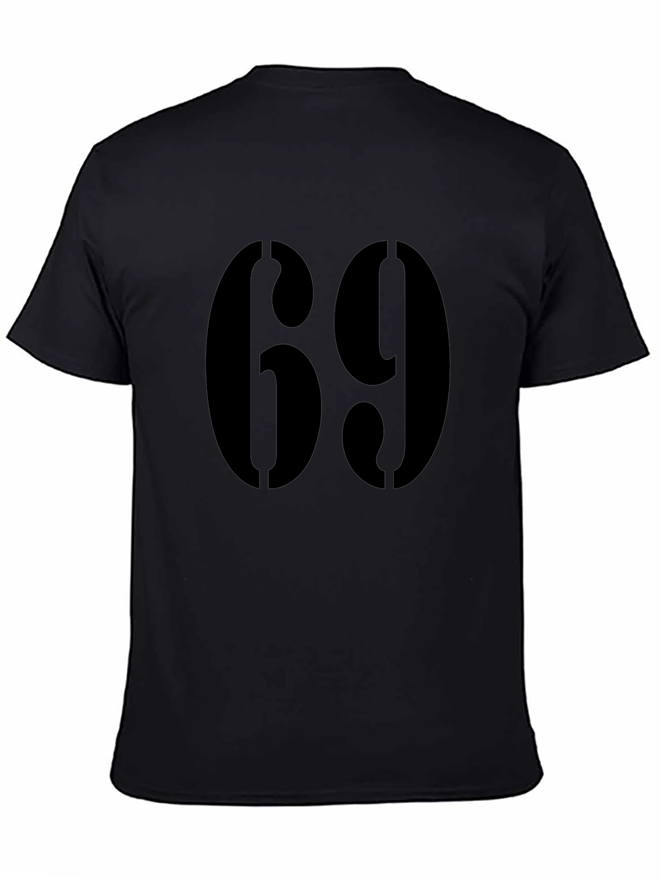 Bold Number 69 Graphic Tee - Black Cotton Blend
