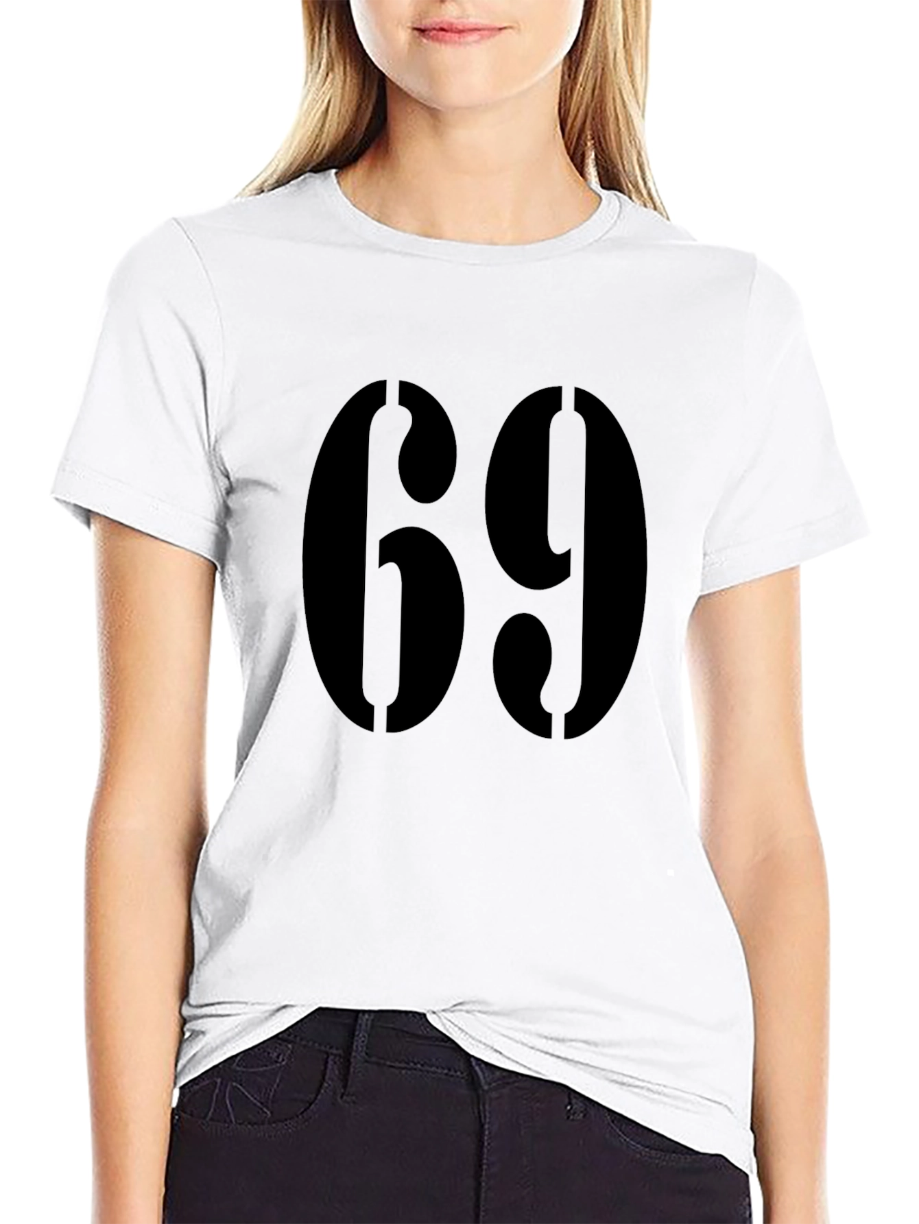 Bold Number 69 Graphic Tee - Black Cotton Blend