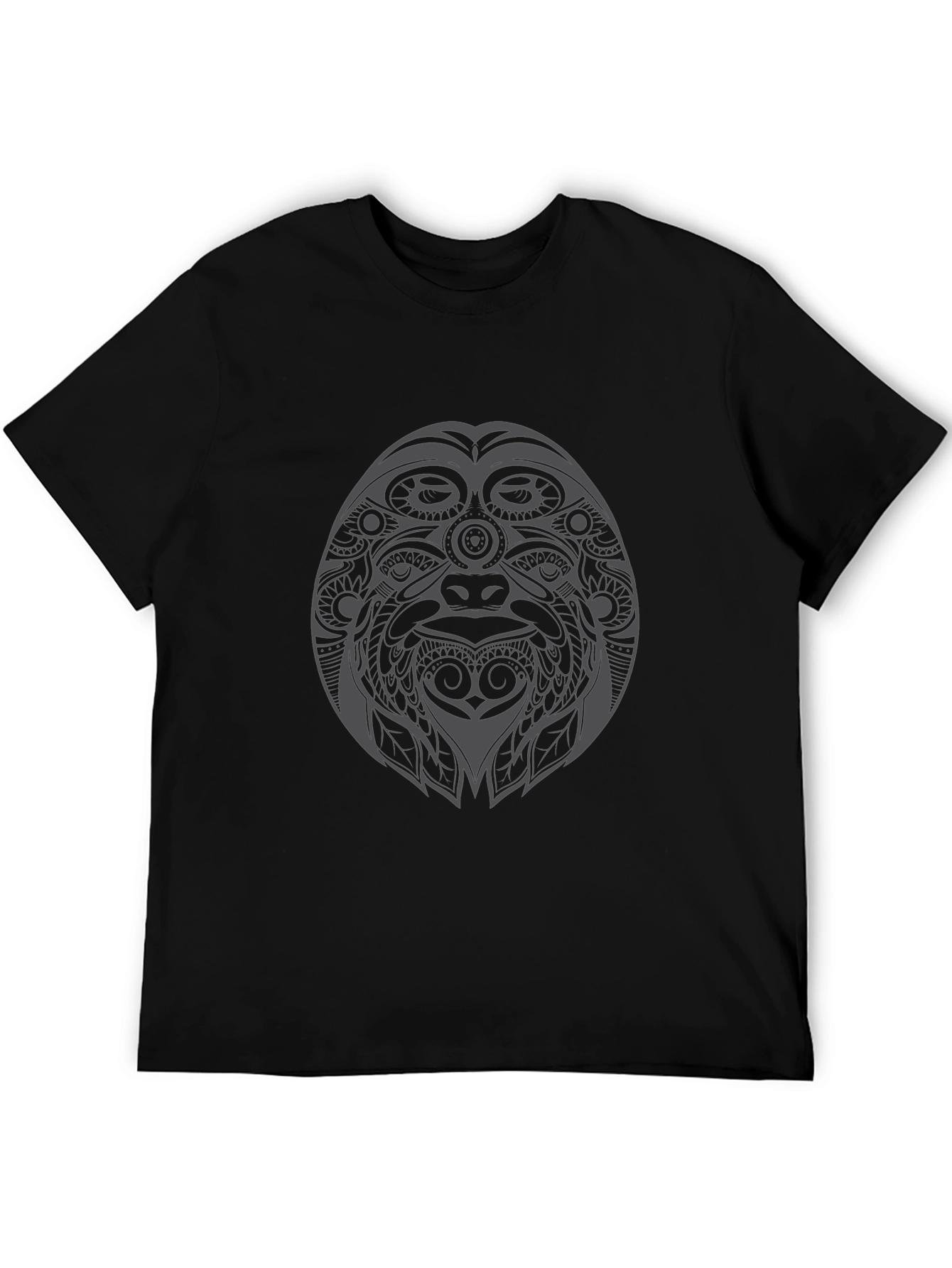 Tribal Gorilla Graphic Tee - Black Cotton T-Shirt