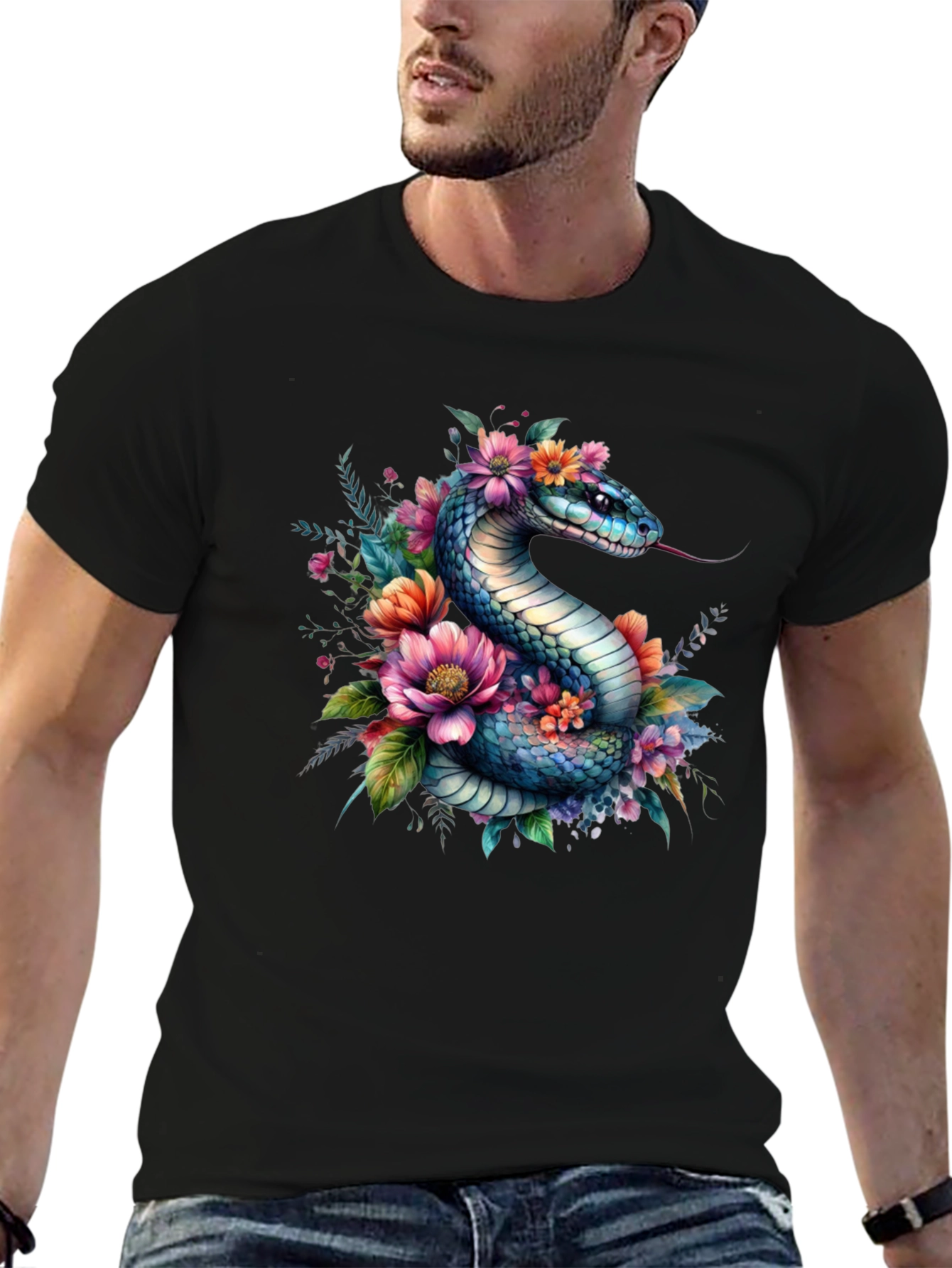 Floral Snake Graphic Tee