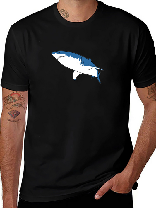 Shark Graphic Print Black Cotton Tee