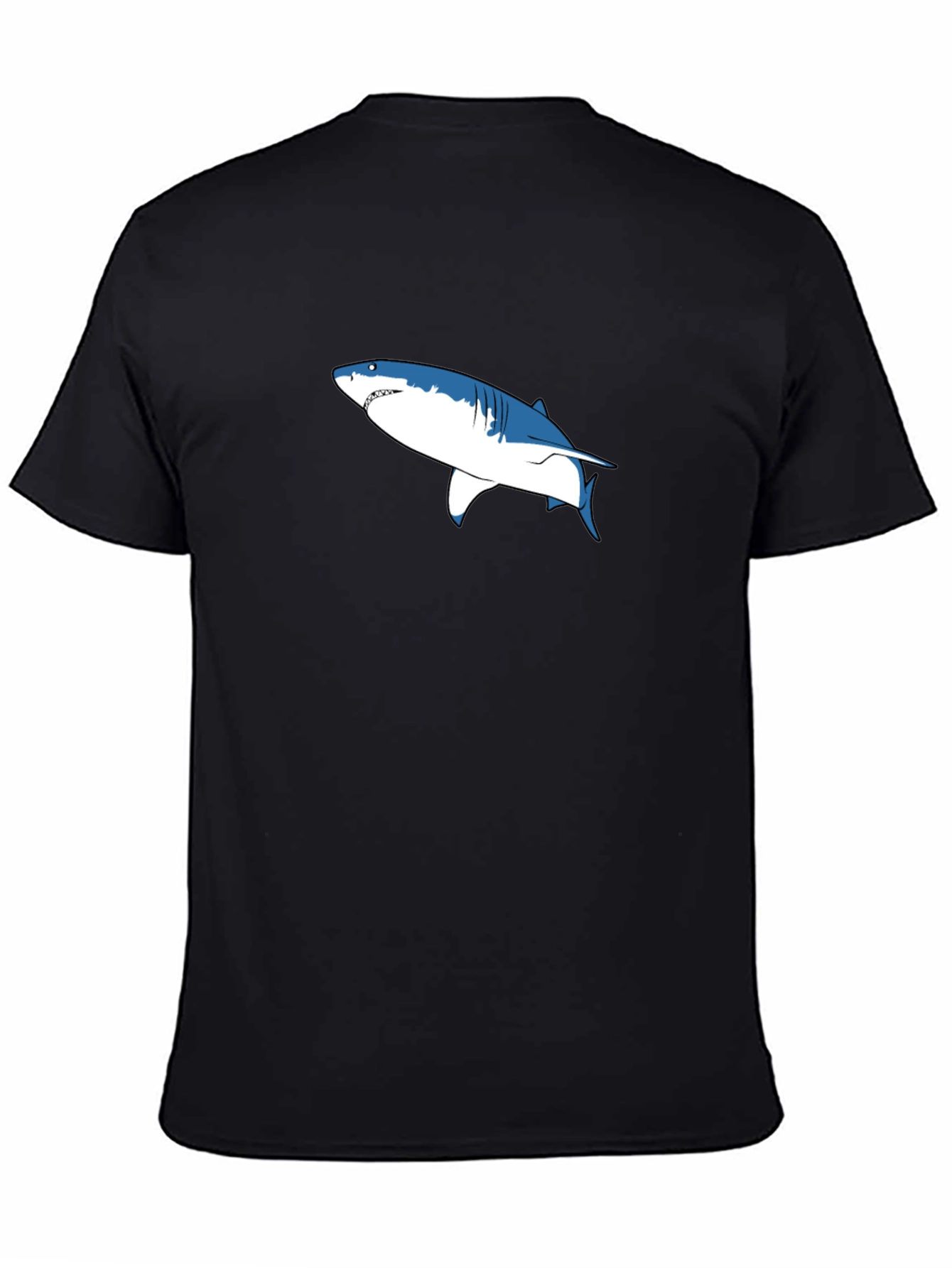 Shark Graphic Print Black Cotton Tee