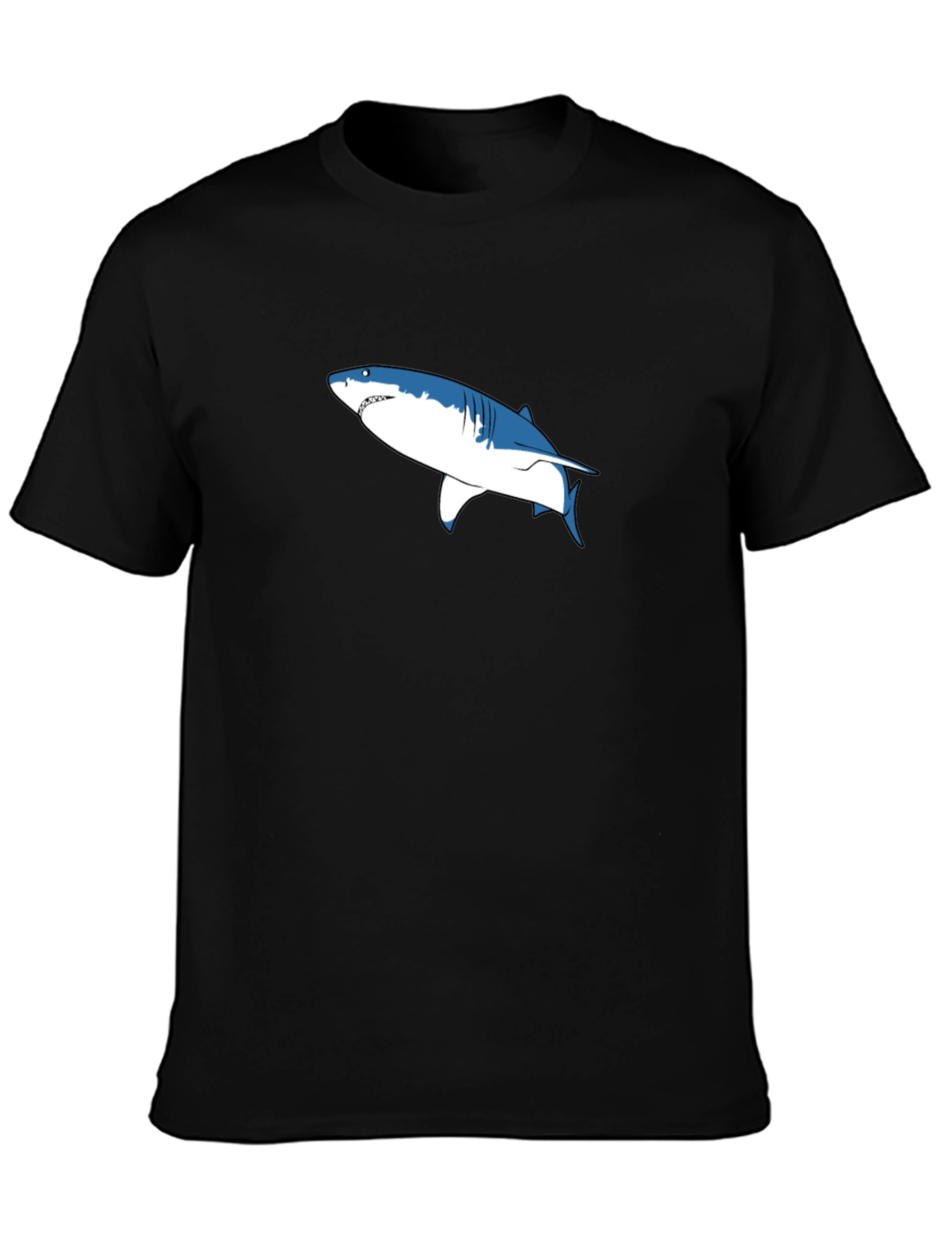 Shark Graphic Print Black Cotton Tee
