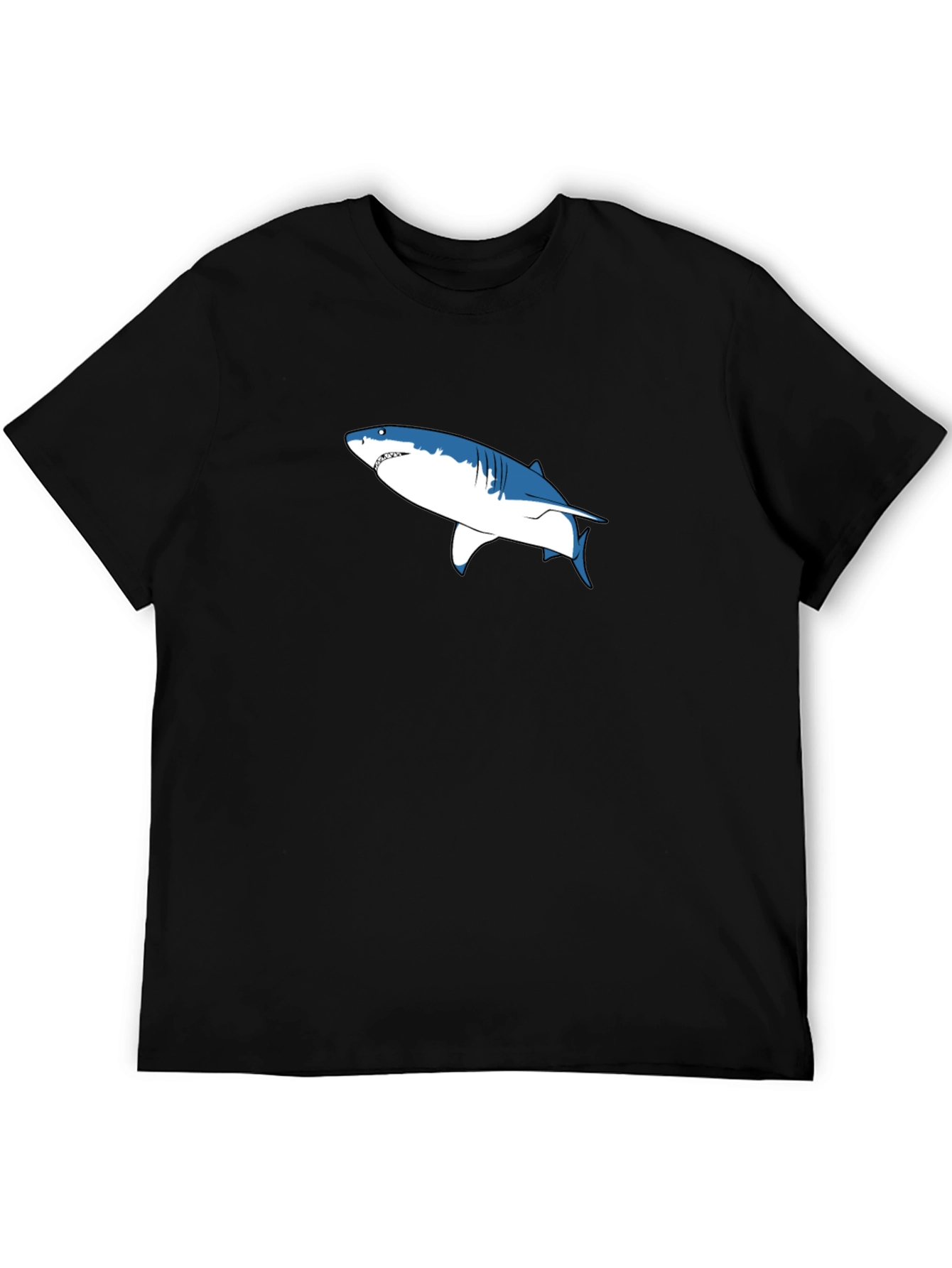 Shark Graphic Print Black Cotton Tee