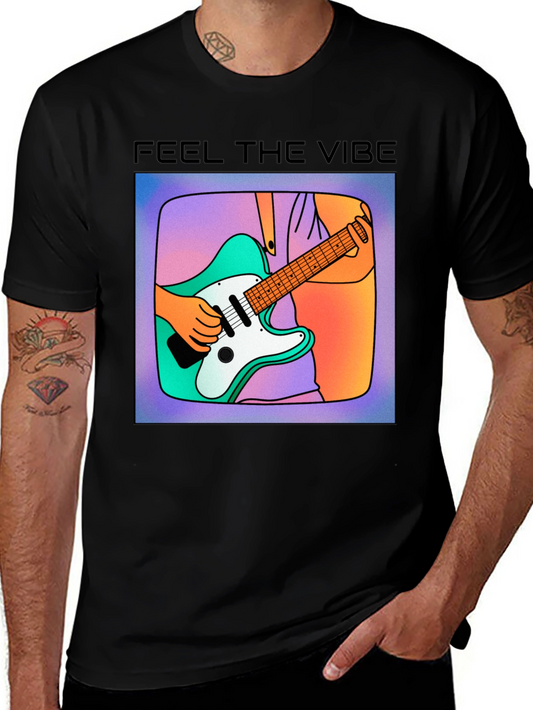 Feel the Vibe Graphic Tee - Cool Guitar Design