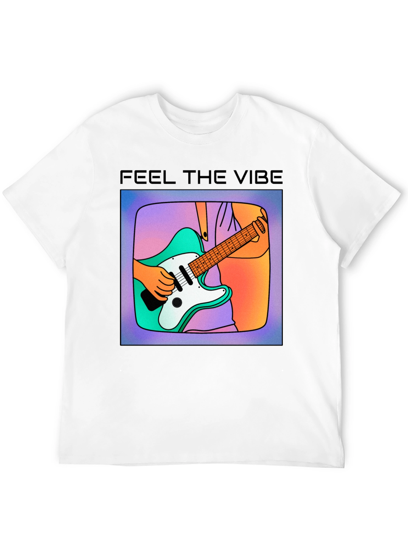 Feel the Vibe Graphic Tee - Cool Guitar Design