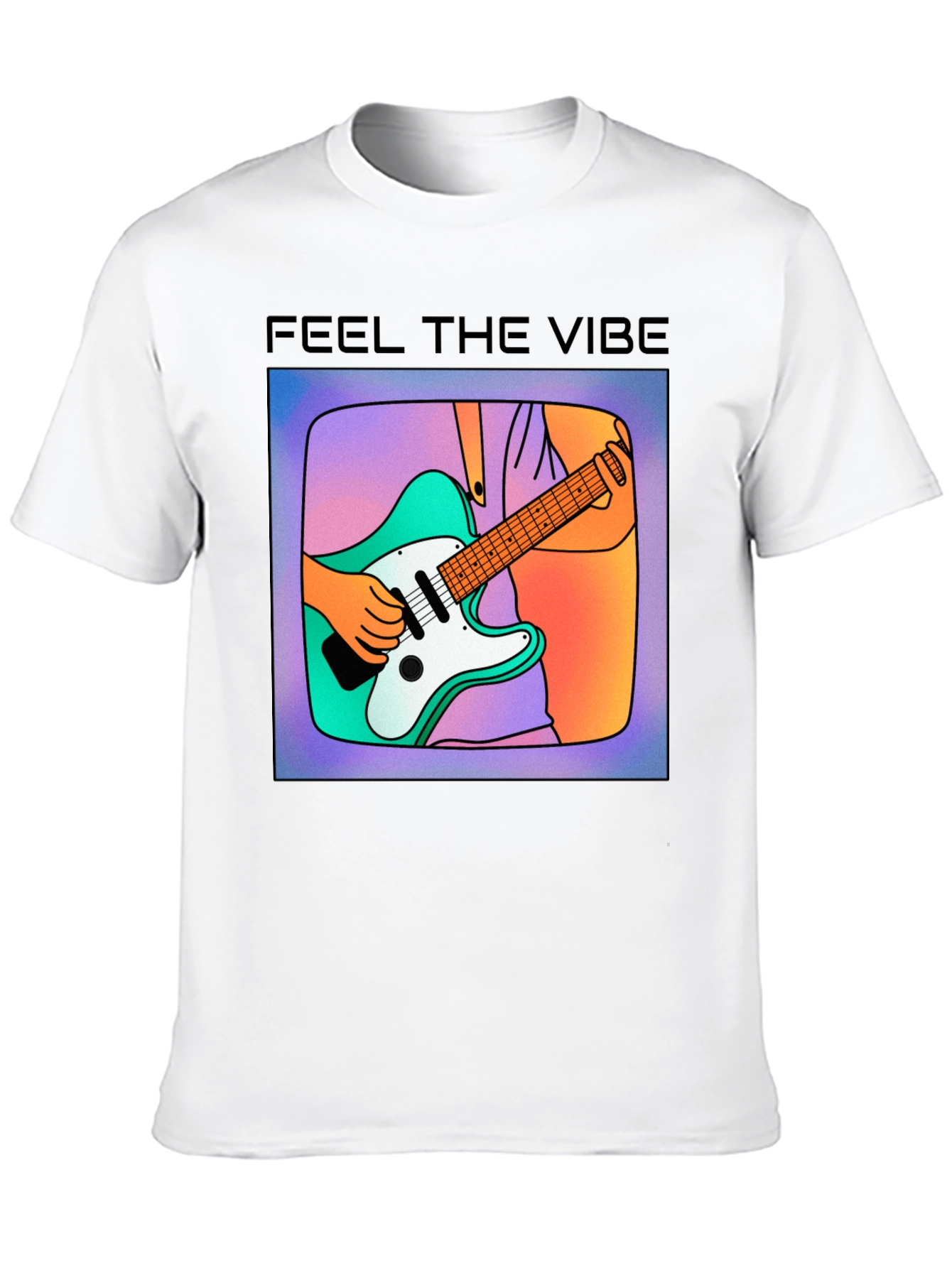 Feel the Vibe Graphic Tee - Cool Guitar Design