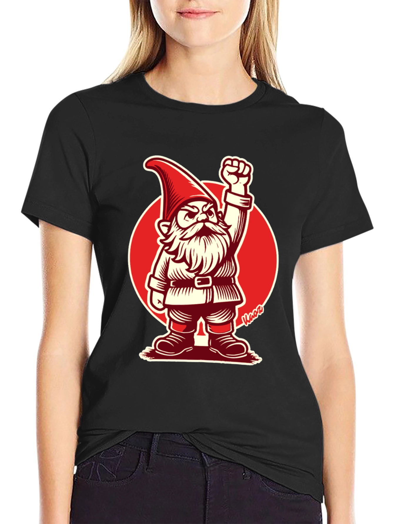 Rebel Gnome Graphic Tee - Black Cotton T-Shirt