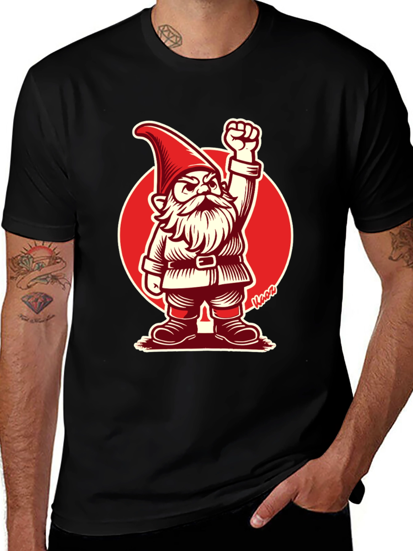 Rebel Gnome Graphic Tee - Black Cotton T-Shirt