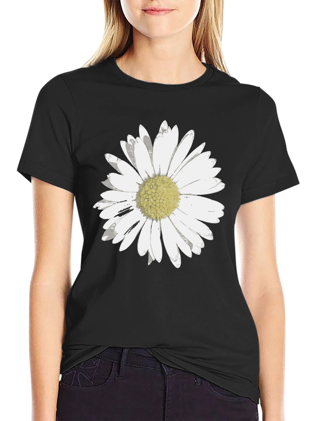 Daisy Graphic Tee - Black Casual Shirt