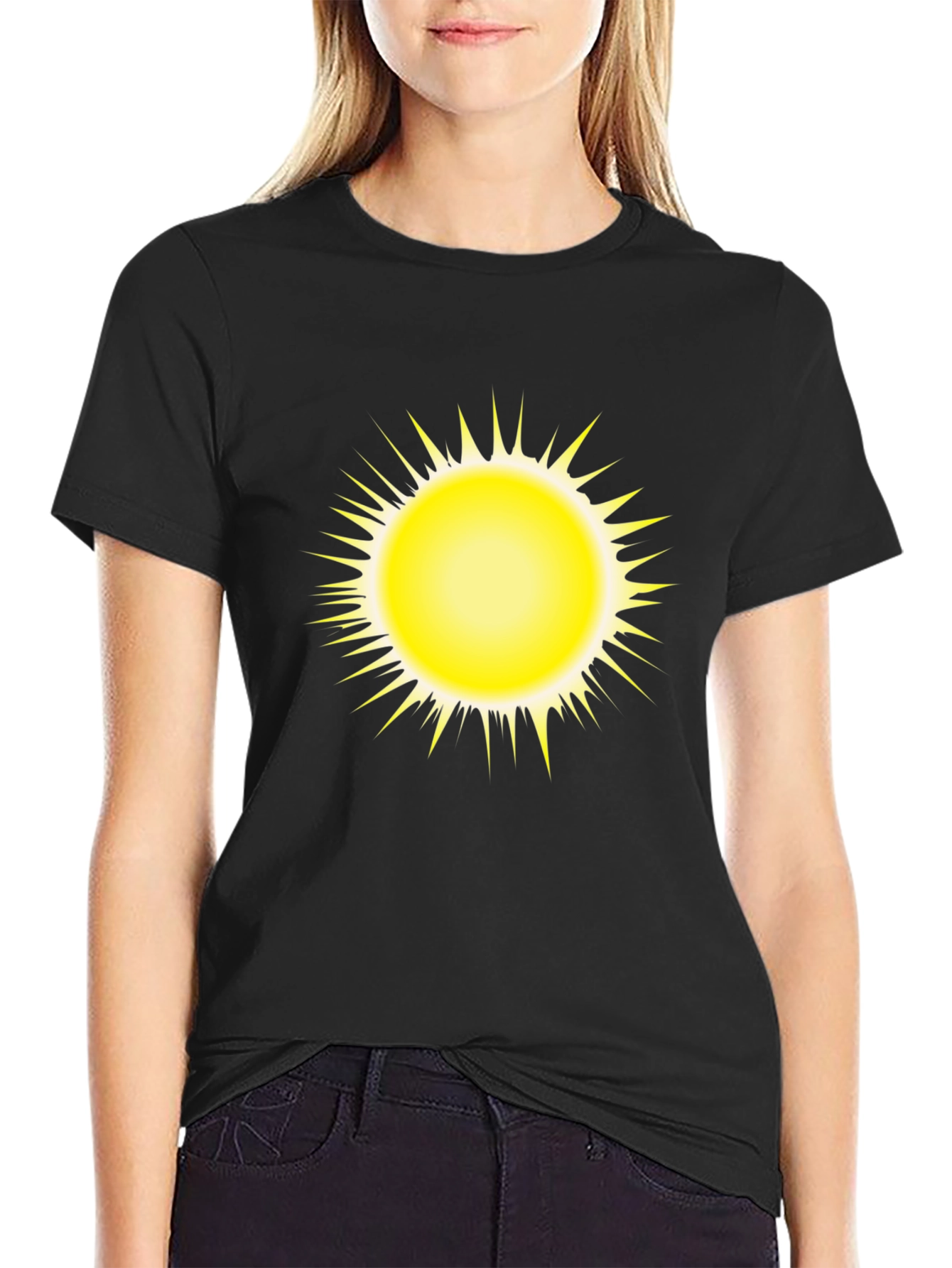 Radiant Sun Graphic Tee - Bold Black Comfort