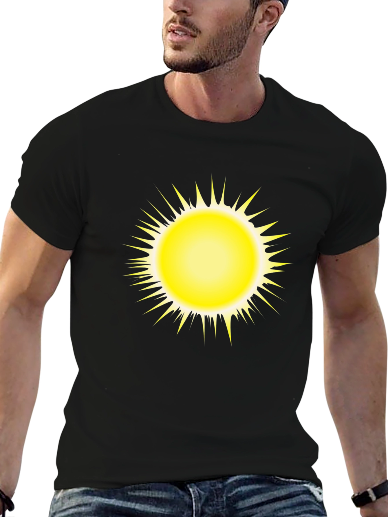 Radiant Sun Graphic Tee - Bold Black Comfort