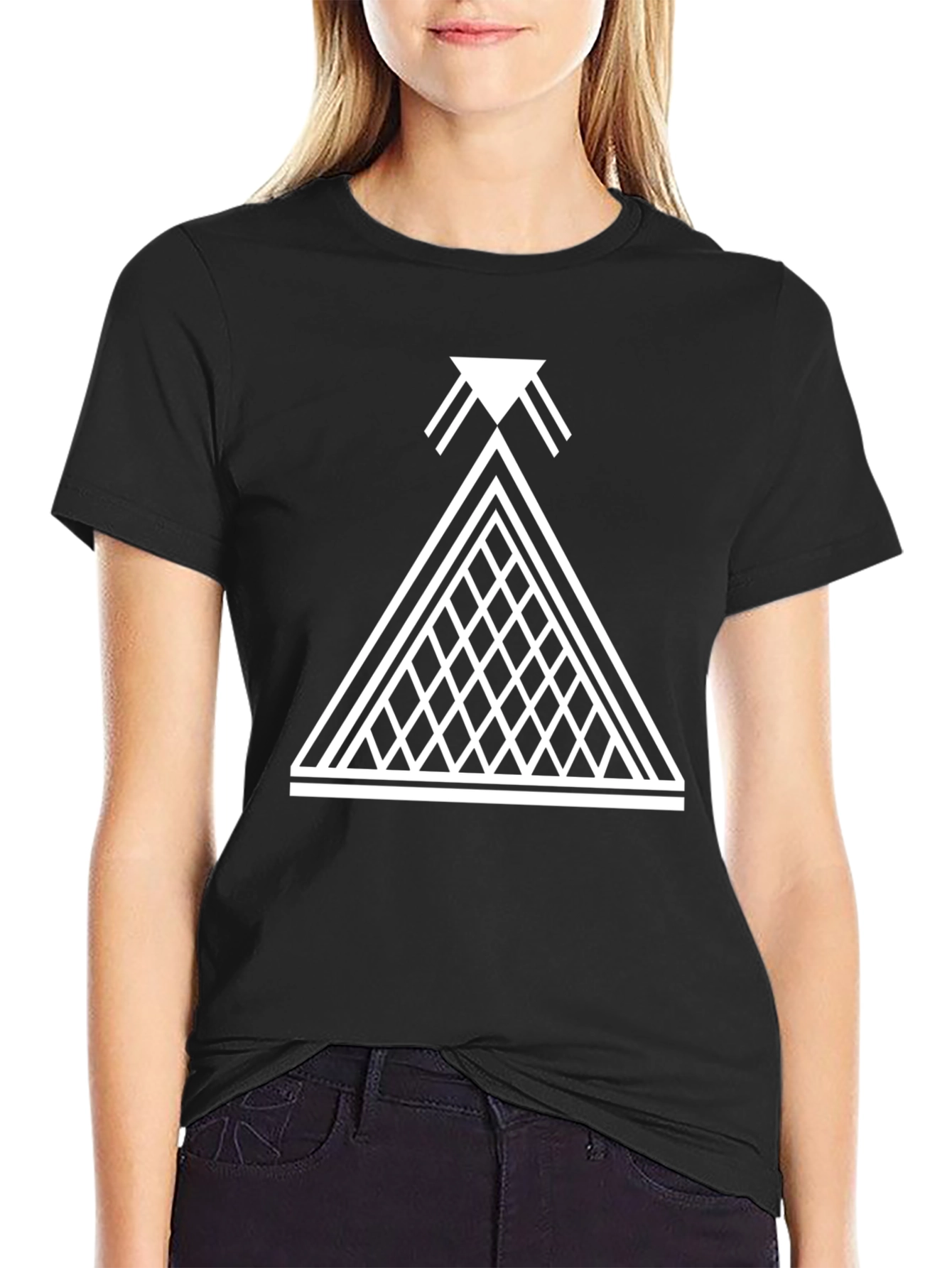 Geometric Pyramid Graphic Black T-Shirt
