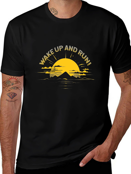 Wake Up And Run Graphic Tee - Black