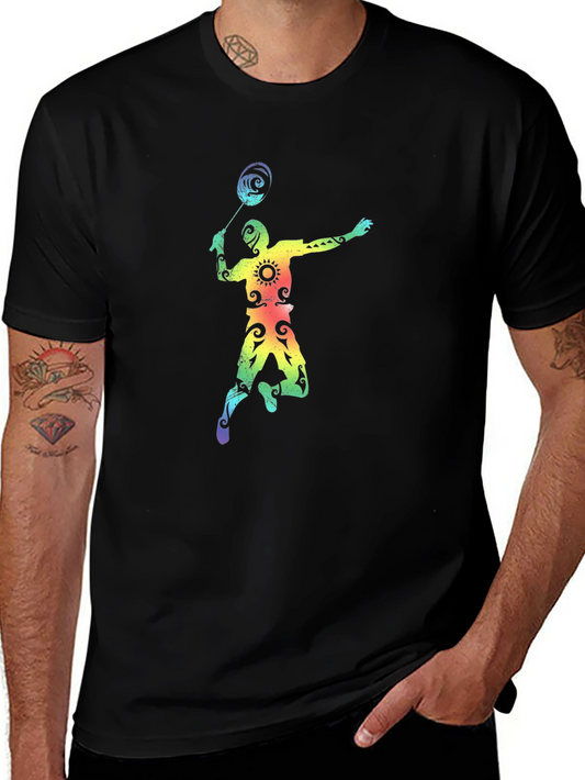 Rainbow Badminton Player Graphic Tee
