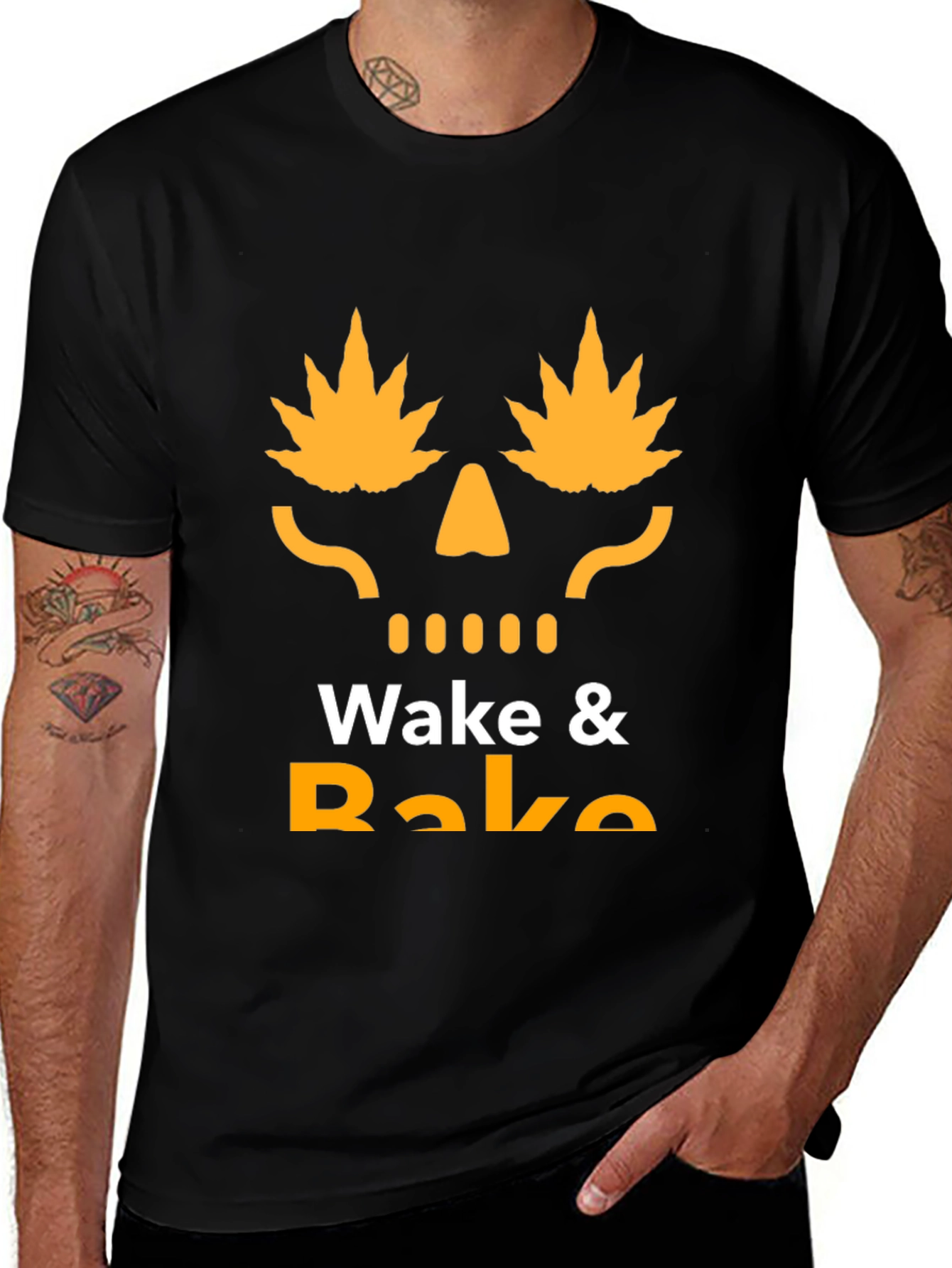 Wake & Bake T-Shirt - Marijuana Skull Graphic Tee