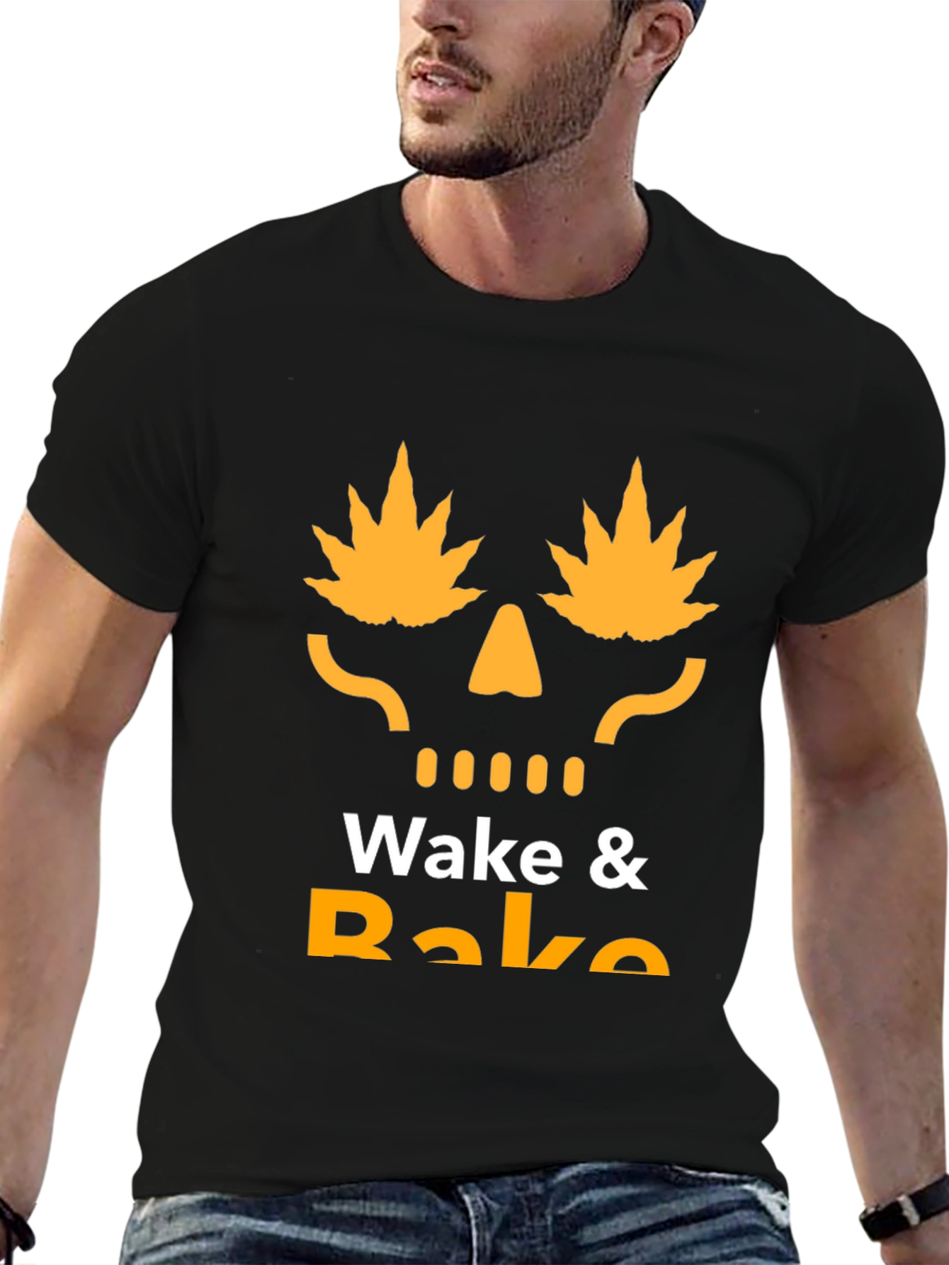 Wake & Bake T-Shirt - Marijuana Skull Graphic Tee