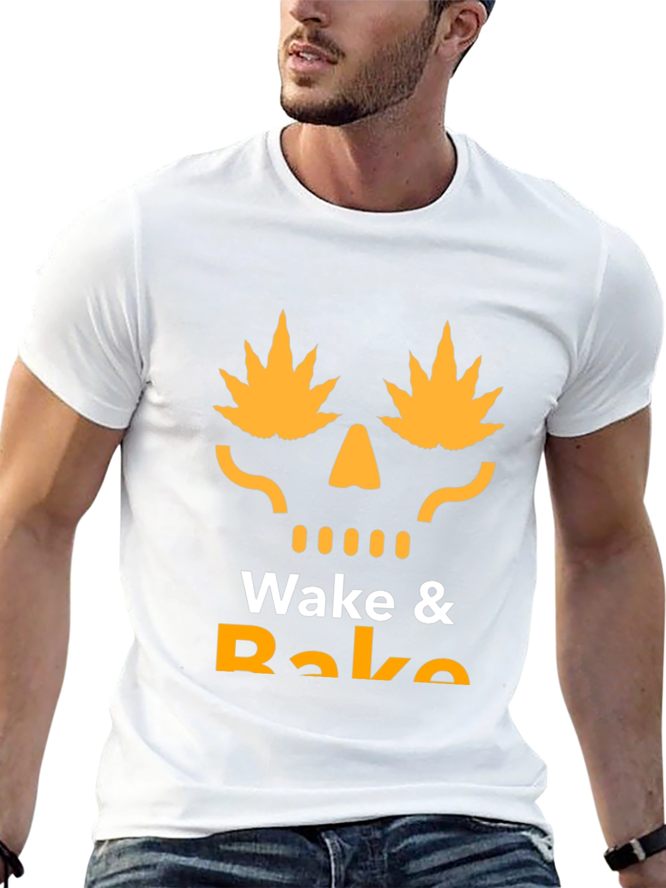 Wake & Bake T-Shirt - Marijuana Skull Graphic Tee