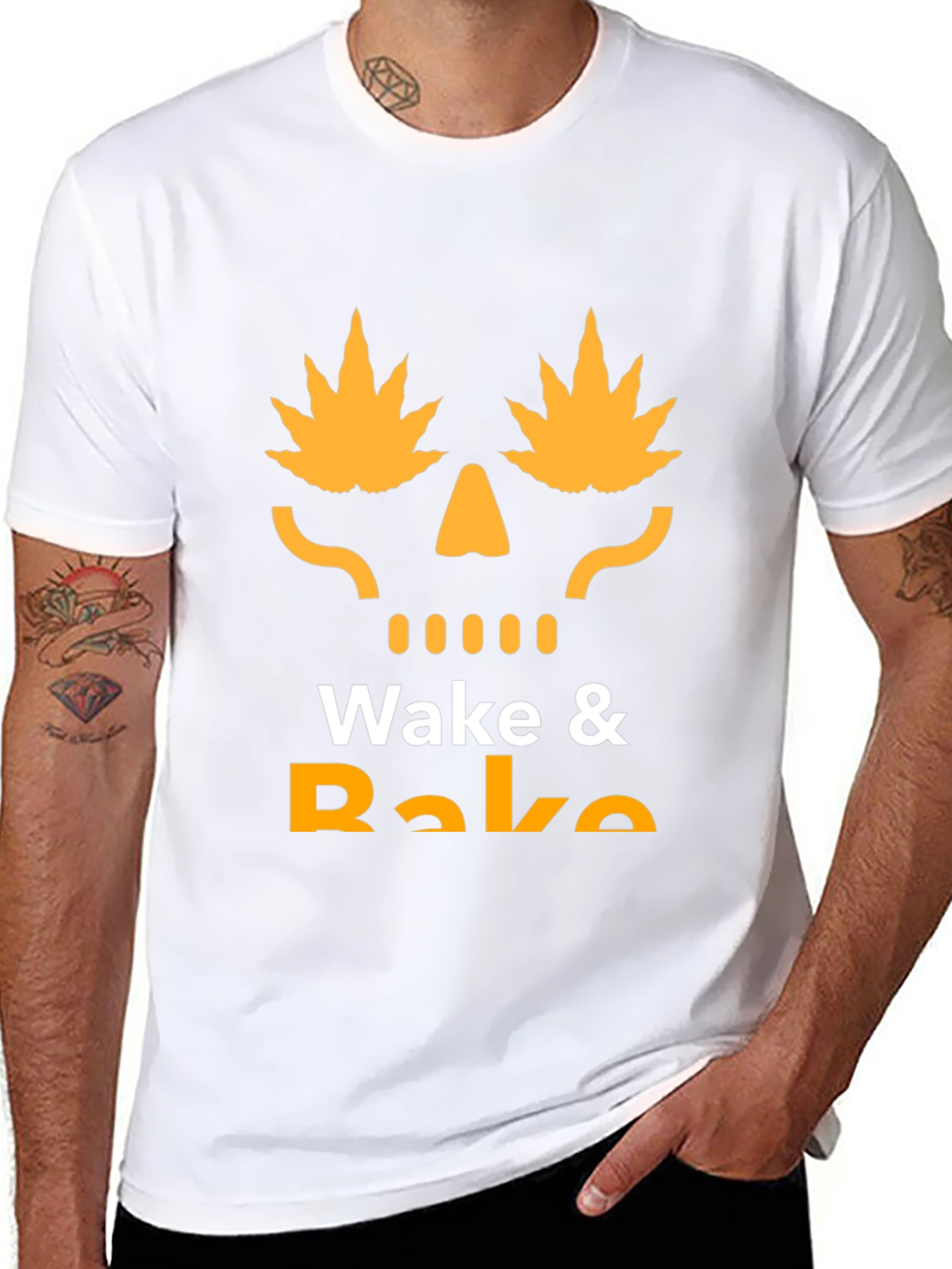 Wake & Bake T-Shirt - Marijuana Skull Graphic Tee